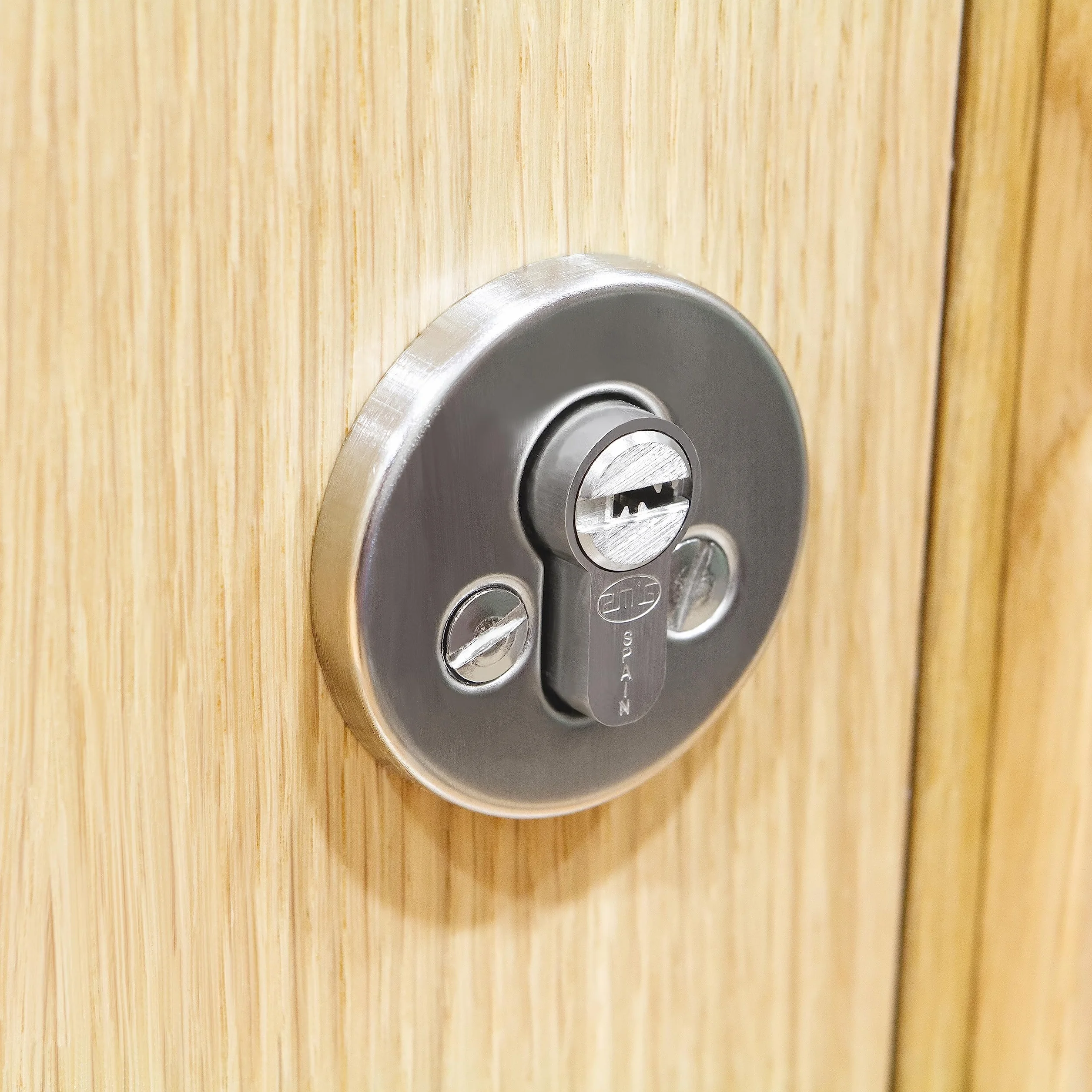 Amig - Cilindro di sicurezza con pomolo | Serratura per porte | Cilindro di Alta Sicurezza | Anti-picking e Anti-bumping | Include 5 chiavi | Cromato Satinato | Misure: 90 (45-45 mm)