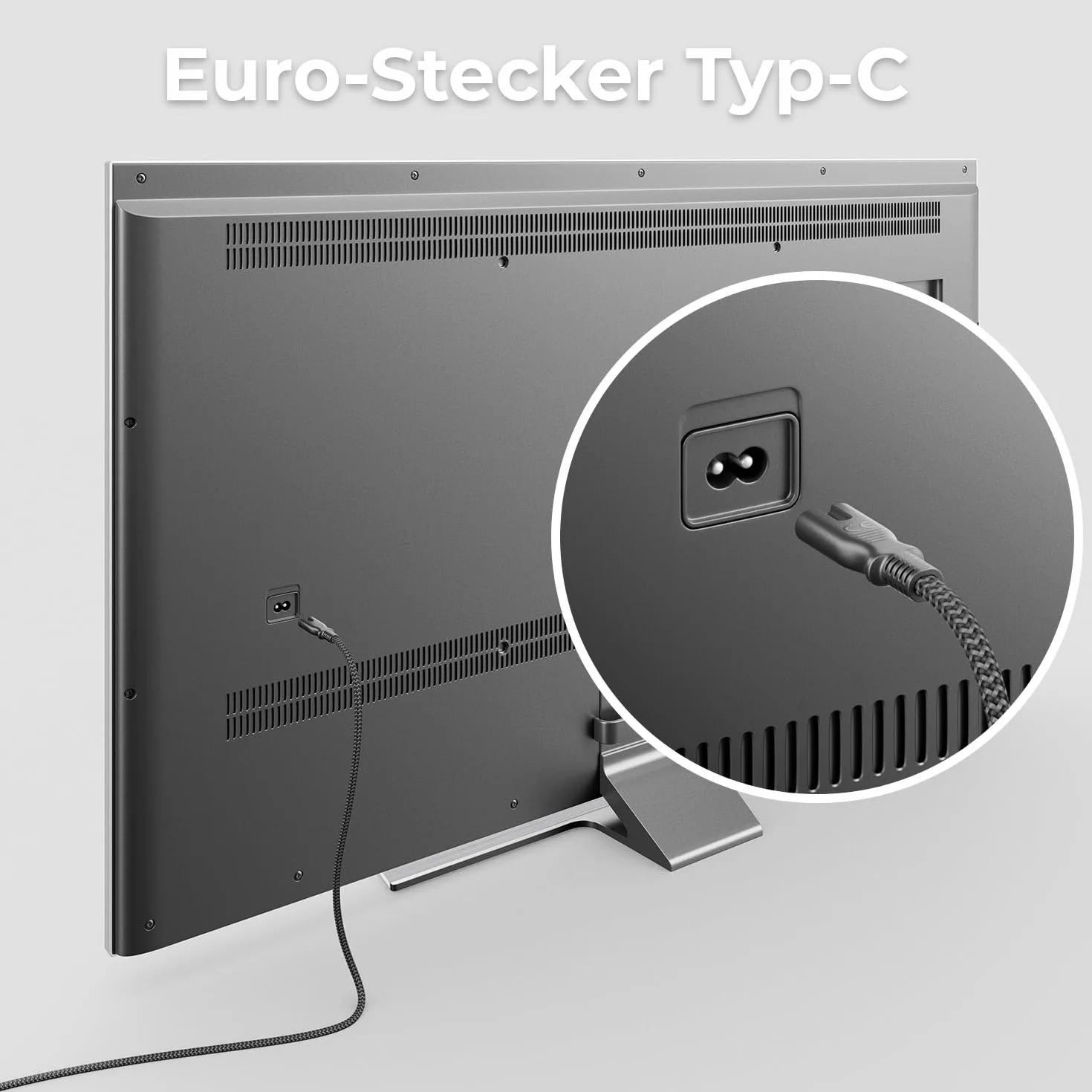 deleyCON 2m Cavo di Alimentazione Elettrico Spina Euro Tipo c a C7 (in Nylon) Connettore Piatto 2,5A per Presa C8 TV Soundbar PS4 PS5 Alimentatori Piccoli Elettrodomestici ecc. - Grigio