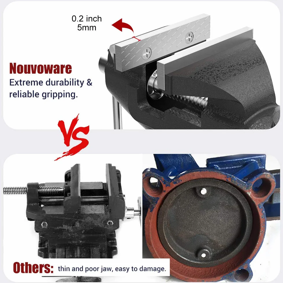 Nuovoware Morsa da Banco Falegname 70mm 360° Girevole Morsetto in Acciaio Nero