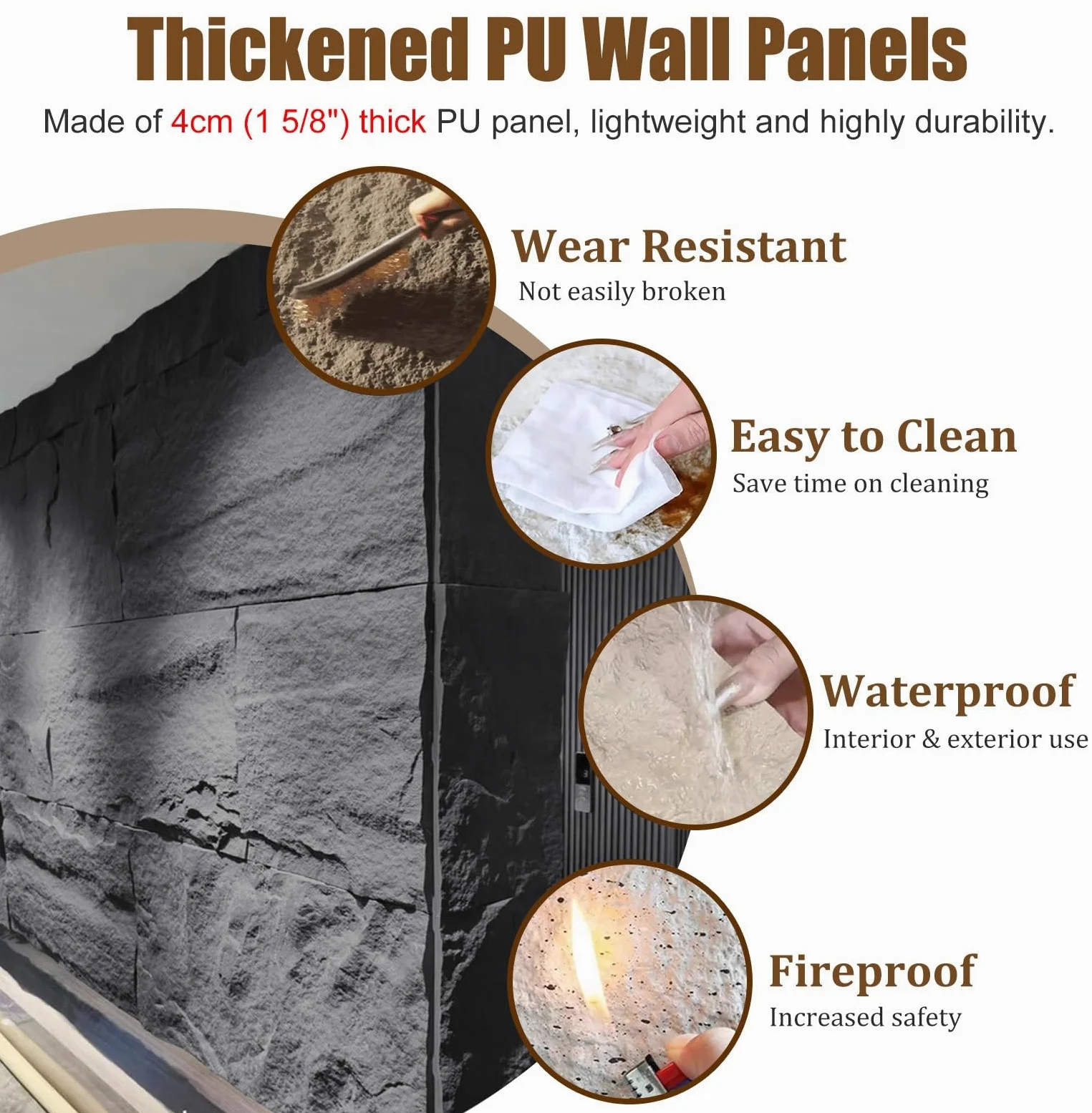 Pannelli di parete 3D per la decorazione interna ed esterna, rivestimento murale dell'impiallacciatura di pietra, sfondo del camino e rivestimento della parete