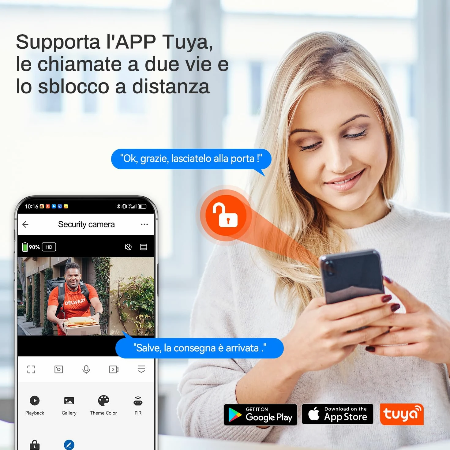 Wifi Videocitofono Senza Fili 1080p HD Ultrasottile da 8 Pollici,Supporto APP TUYA, Telecamera a 160 Gradi,Visione Notturna,Rilevamento del Movimento PIR,Archiviazione Video Gratuit,IP65