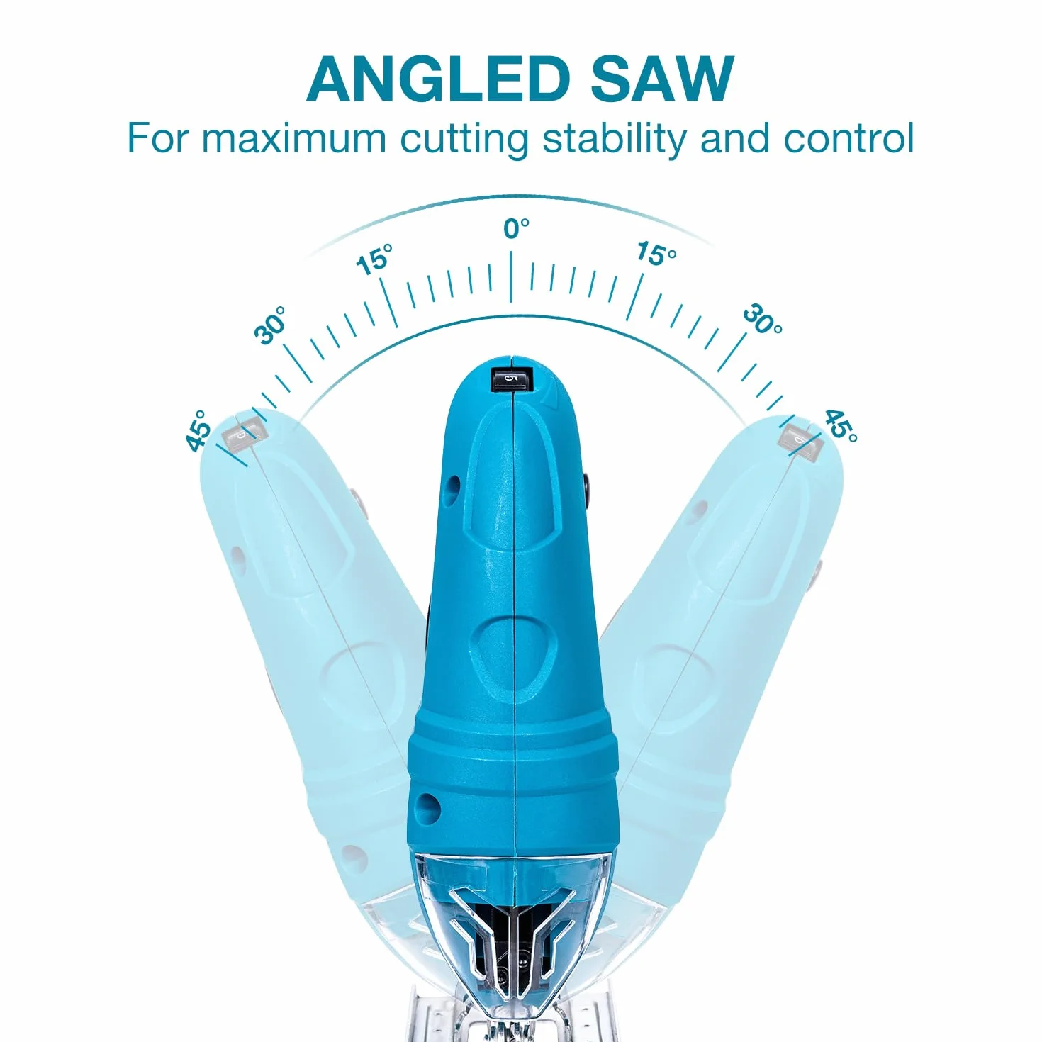 Seghetto Alternativo, KATSU 400W Seghetto Elettrico con 5 Lame, 0~3000 RPM, Angolo Regolabile ± 45°, Velocità Variabile, per Taglio di Plastica Legno Acciaio (Budget)