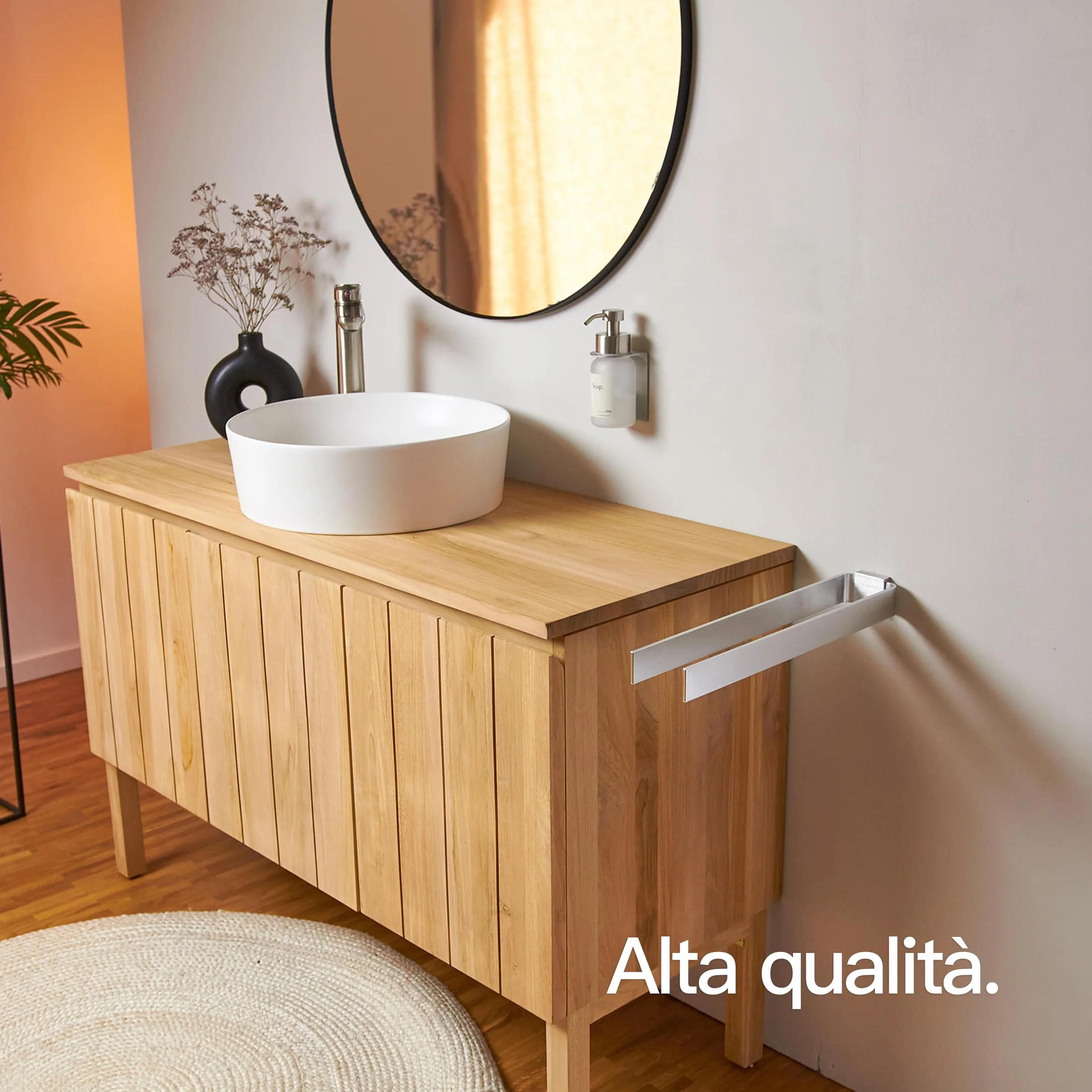 Porta asciugamani bagno da parete 2 barre 42 cm grigio Design Amburgo