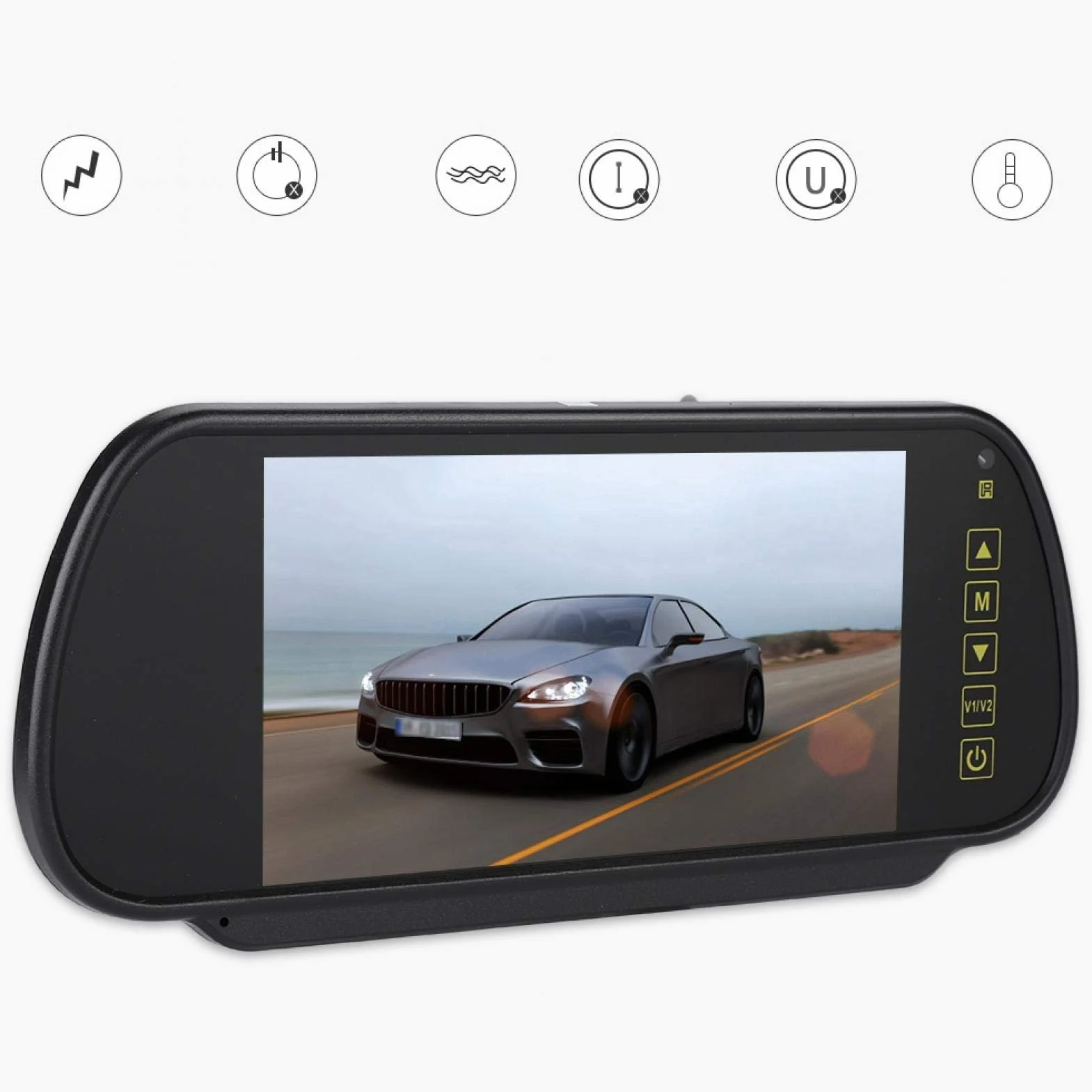Specchietto Retrovisore per Auto da 7 Pollici, Colori HD 800 x 480 Schermo LCD Auto 7 Pollici Monitor per Retrocamera Auto, DVD Media Player