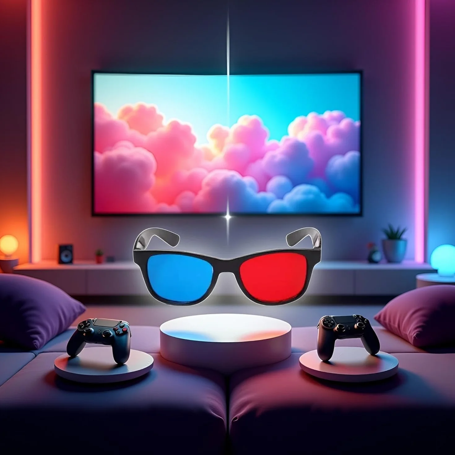 4 occhiali 3D universali rossi e blu per TV cinematografici, cornici 3D, occhiali 3D per videogiochi, per film 3D, occhiali per visione 3D, design semplice e leggero, accessori