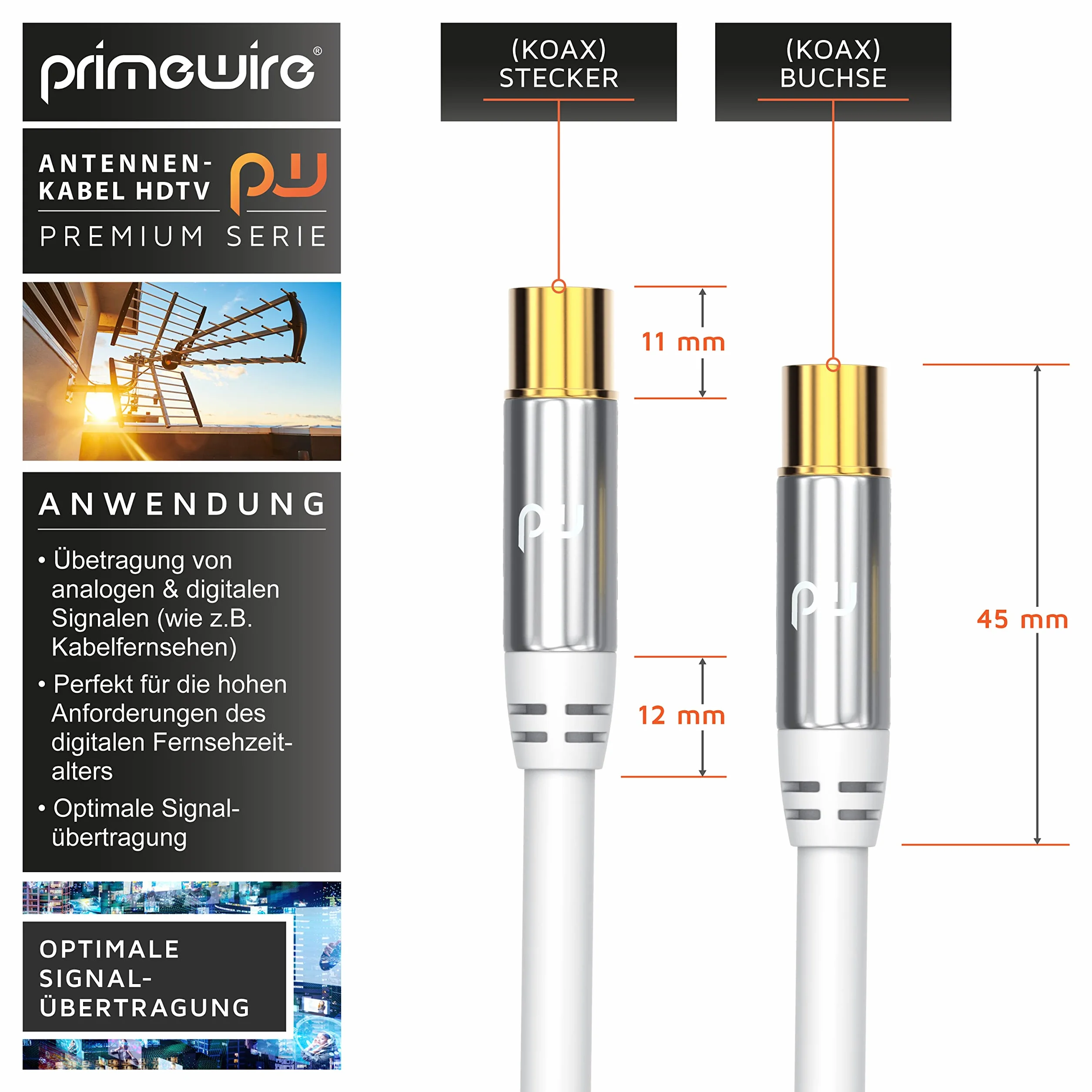 CSL - Cavo antenna 7,5 m 8k 4k HDTV 135dB 75 Ohm – Cavo coassiale Premium – FullHD 4k UHD – spina coassiale > accoppiamento coassiale – DVB-T DVB-T2 DVB-C DVB-S DVB-S2 Radio FM DAB DAB DAB