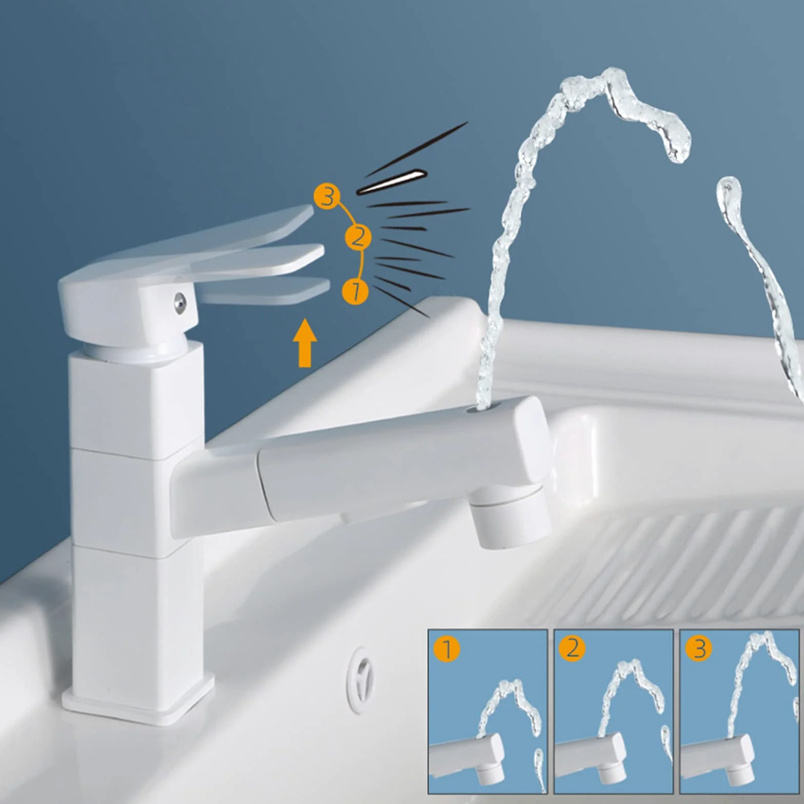 Generico Rubinetto da Bagno Rubinetto Miscelatore Girevole con Doccetta Estraibile per Lavabo da Cucina E Bagno Nero Quadrato Alto