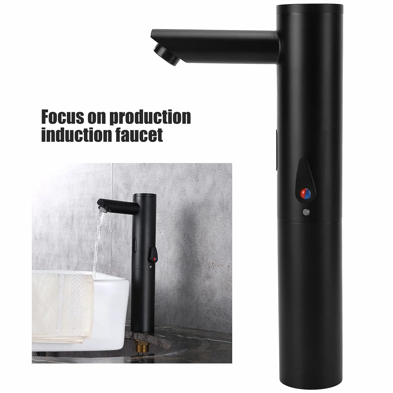 Rubinetto automatico con sensore a infrarossi in ottone touchless caldo e freddo nero per cucina bagno