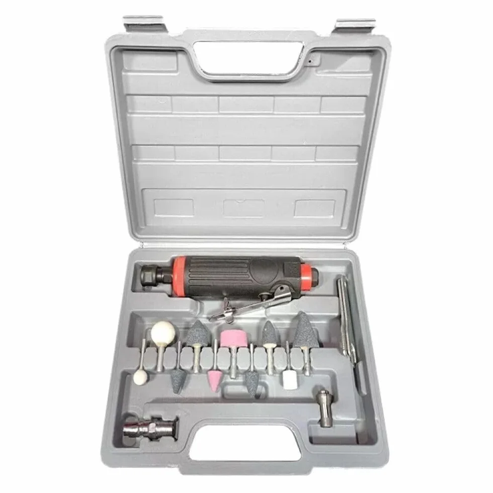 MINI TRAPANO AD ARIA COMPRESSA SMERIGLIATRICE FRESATRICE AD ARIA COMPRESSA VALIGETTA 15 PZ