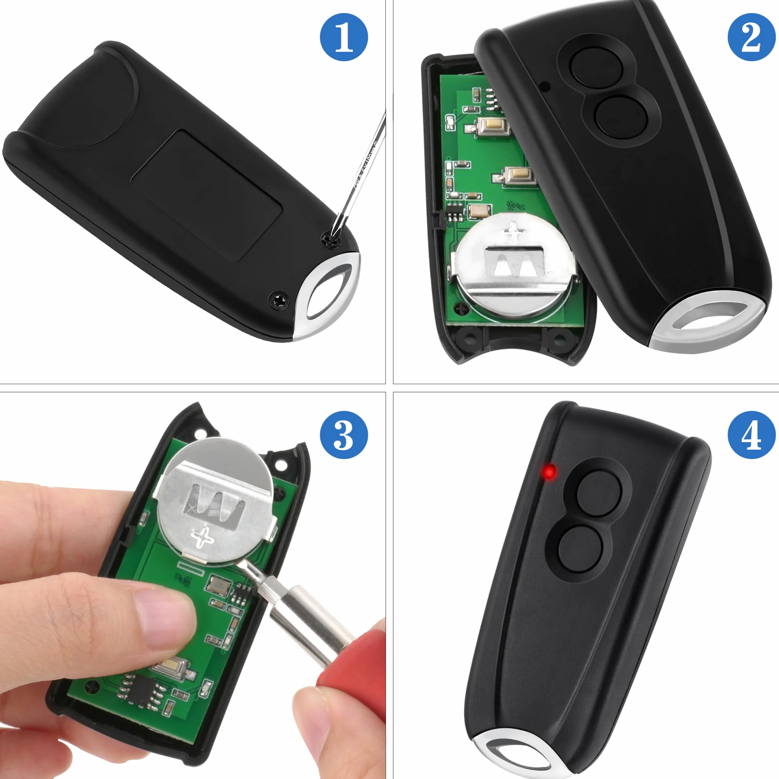pepape 2 pezzi apriporta del garage telecomando per trasmettitore manuale EcoStar RSC2-433 RSE2-433, con fondo in metallo, compatibile con azionamento per porta del garage Hörmann Liftronic 500/700
