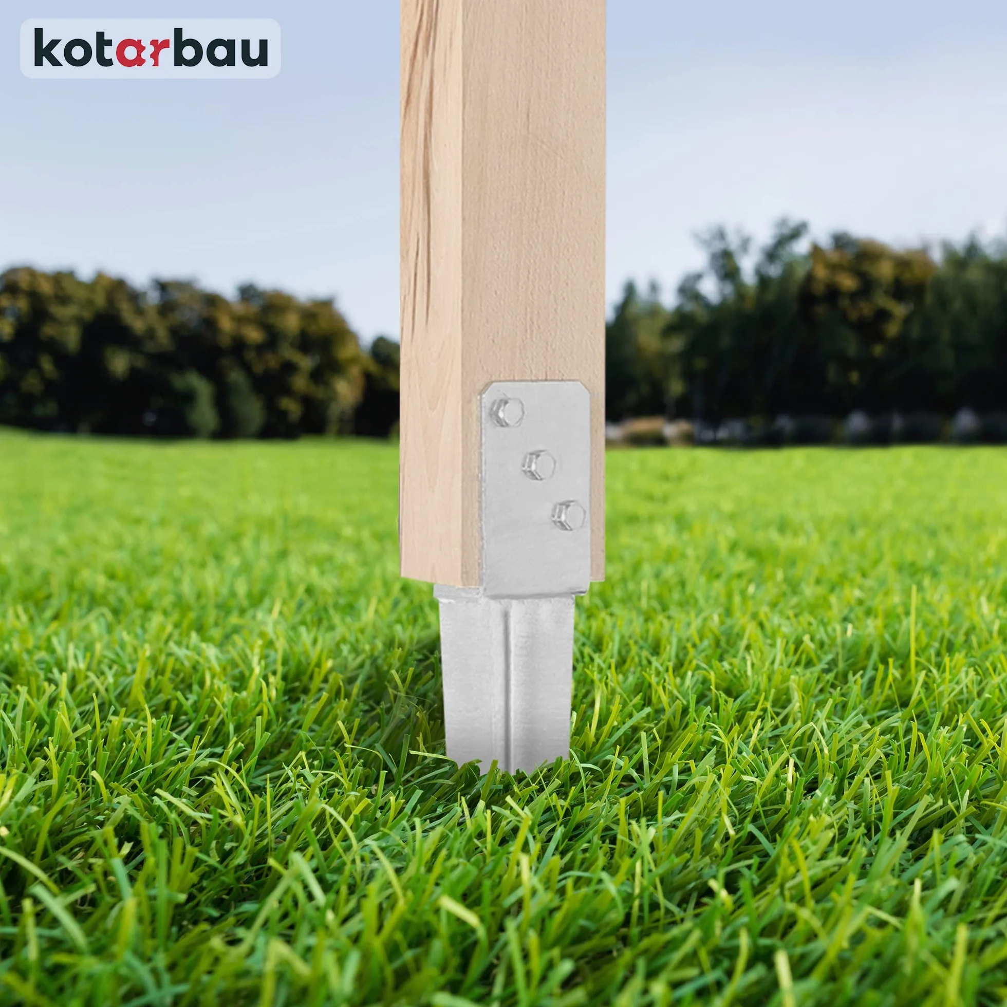 KOTARBAU® 4 Pezzi Supporto per Palo Acciaio Zincato 600 mm 60 x 110 mm Staffe per Pali in Legno Resistente alla Corrosione