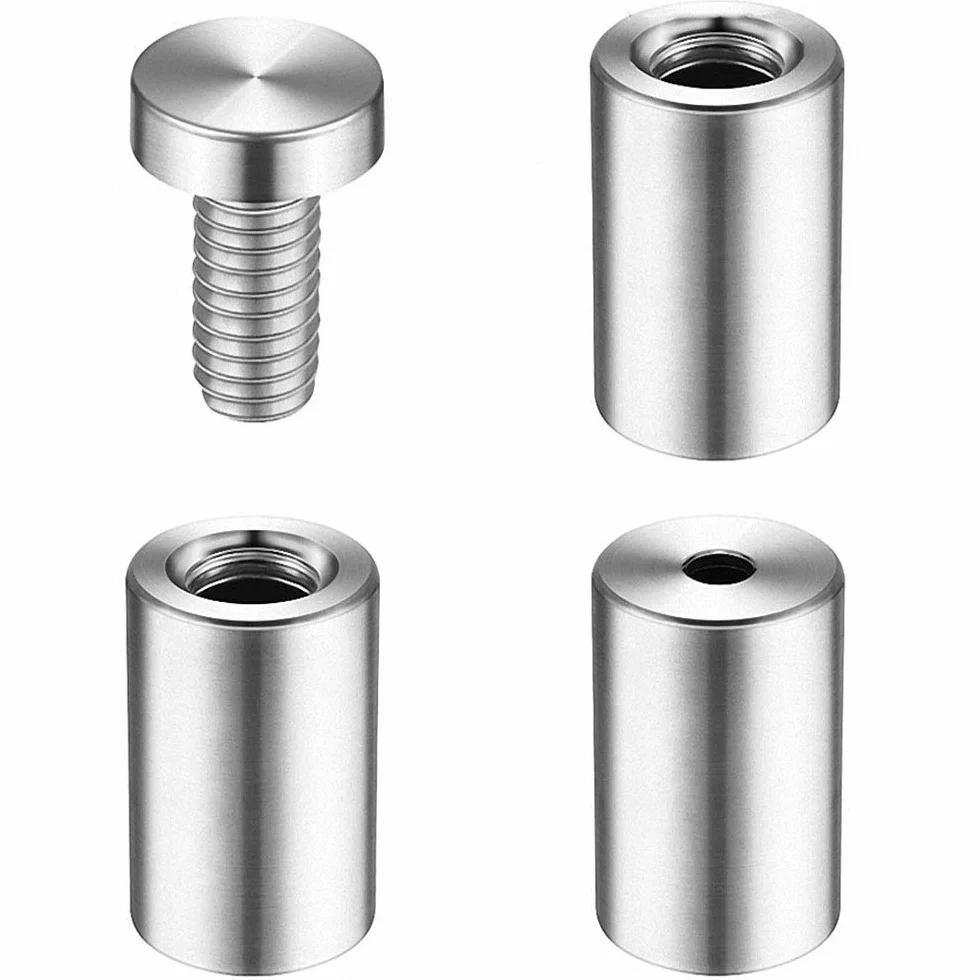 Argento Pubblicità Chiodi Hardware Supporti Distanziatori di Vetro Fissaggio Montaggio a Vite 20 x 12 mm