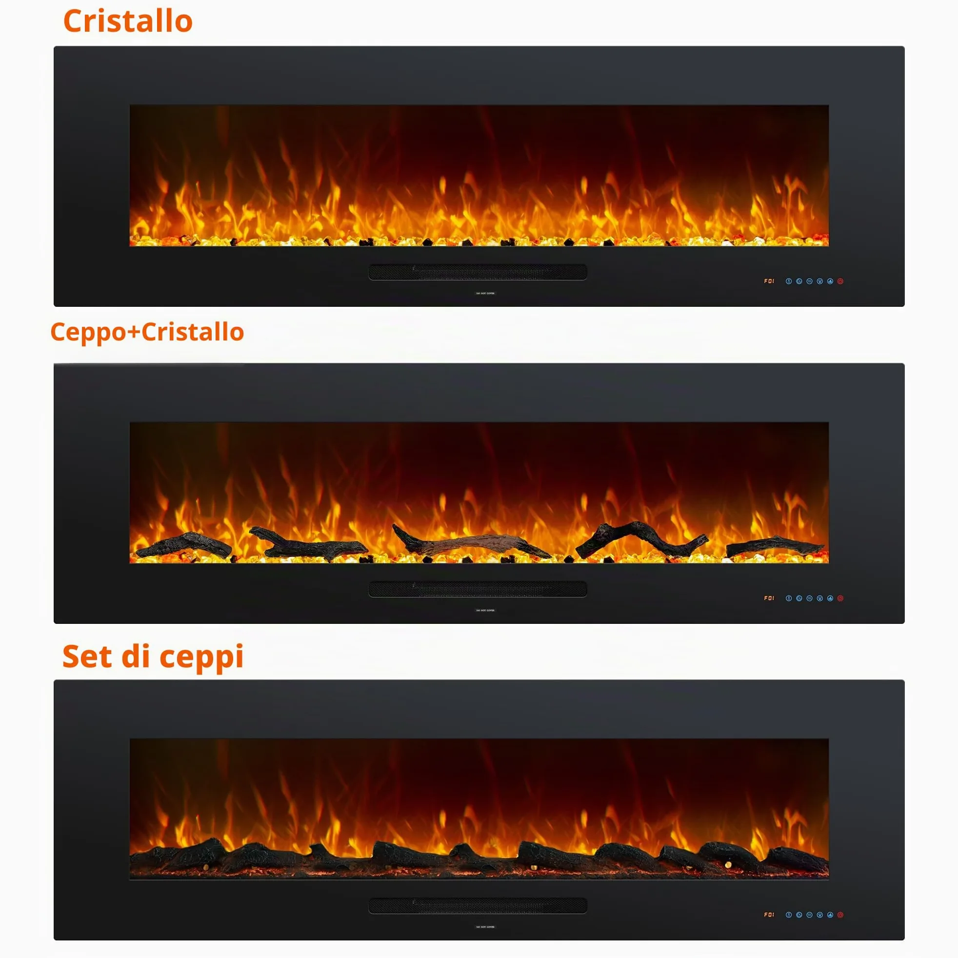 OxharkFlame - Inserto per camino elettrico da incasso, 127 cm, colore: Nero | Camino Elettrico Multicolore Fiamma, 750/1500W Termostato, Timer, Telecomando Touch Screen, Protezione Surriscaldamento