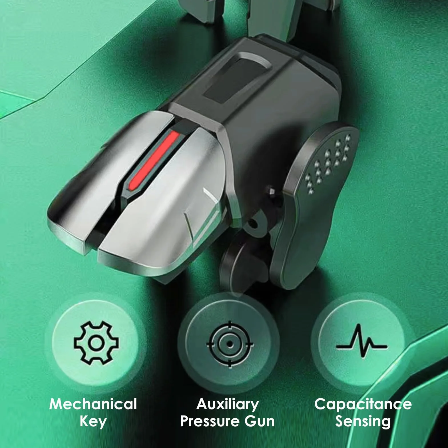 PUBG Triggers 6 Dita Joystick Controller 6 Dita Joystick Android e iPhone, Sensibilità Alta, Protezione Schermo - Compatibile con PUBG Mobile, Fortnite, Call of Duty - Nero