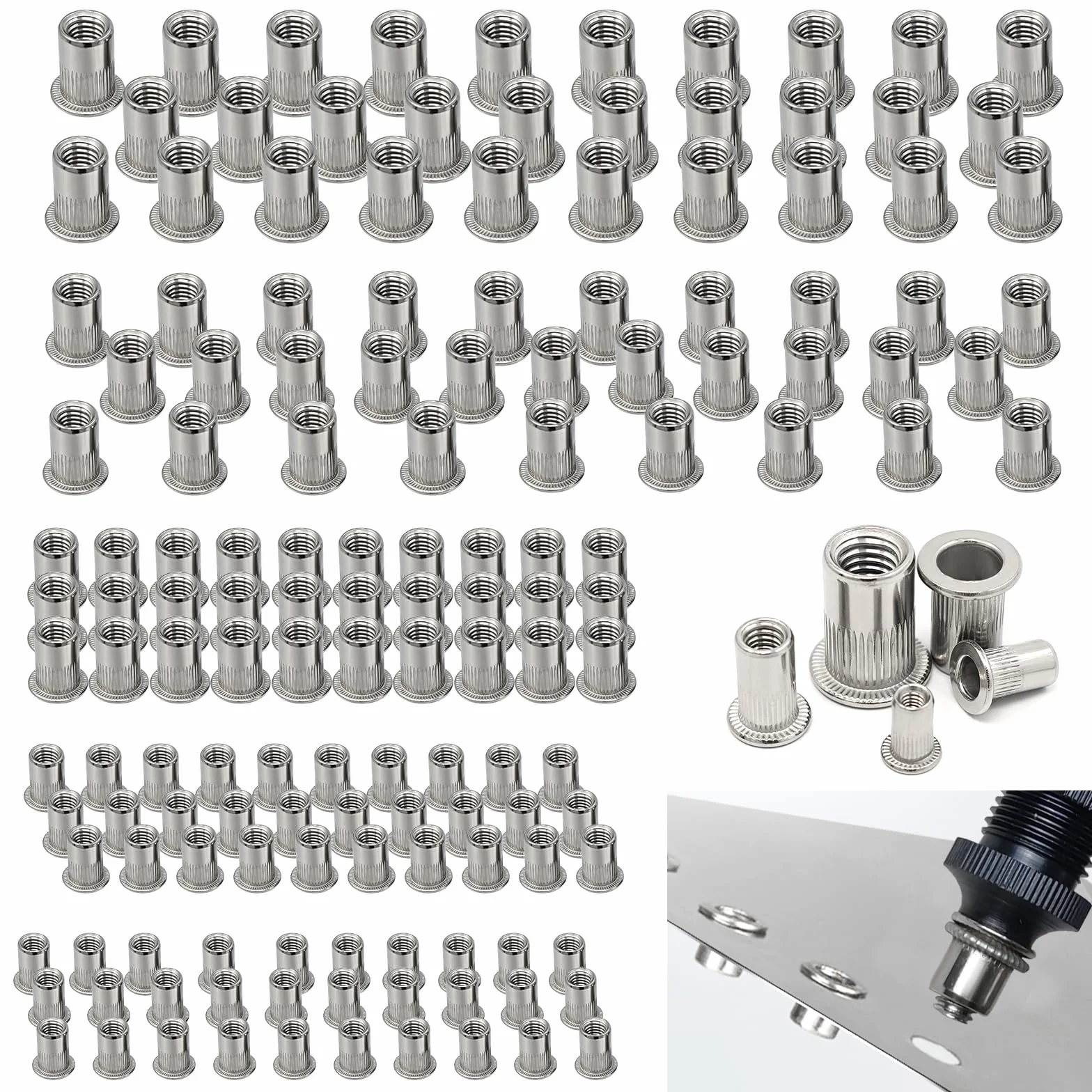Rivetti filettati in acciaio inox 304 M3 M4 M5 M6 M8, Rive Nutsert Cap 150 pezzi