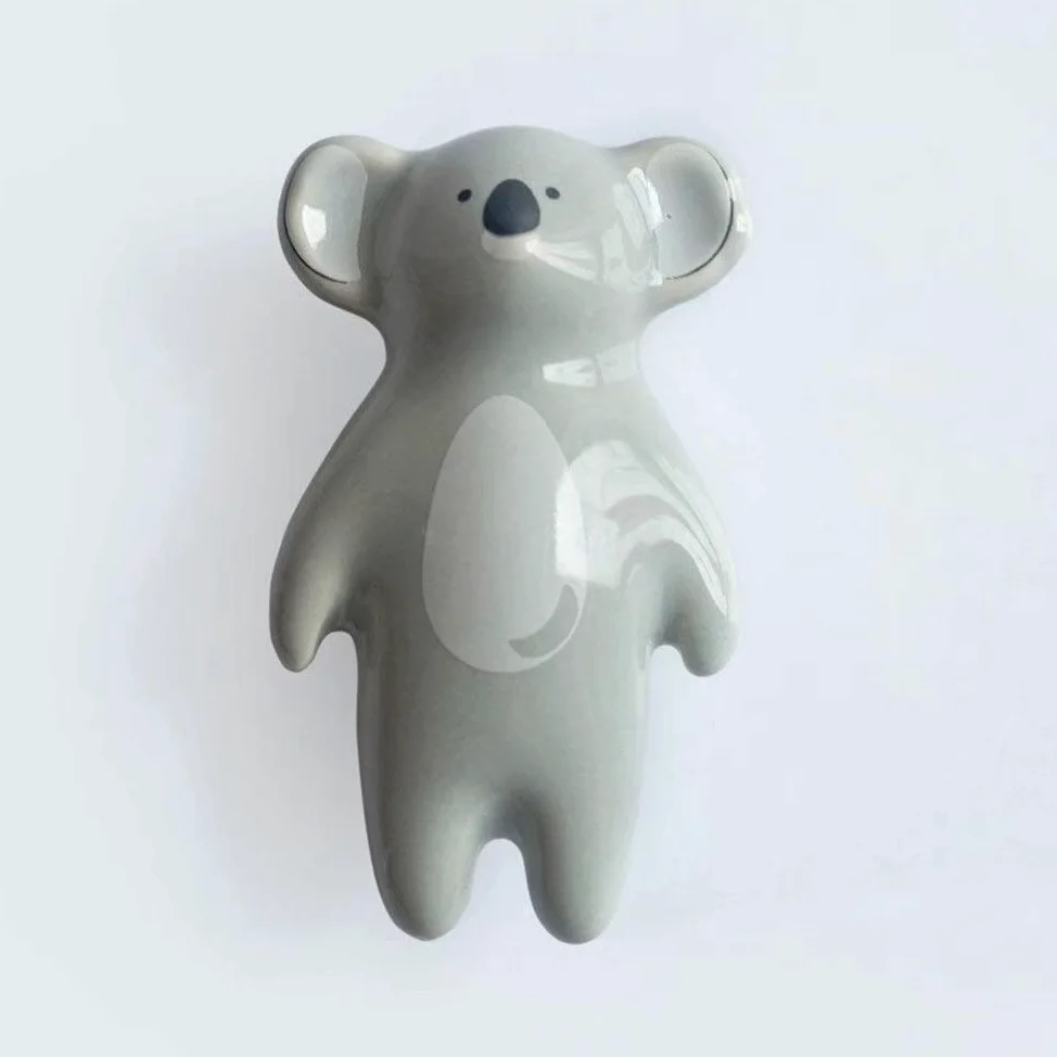 Pomelli in ceramica, 10 pezzi Pomelli in ceramica a forma di volpe Maniglie per mobili in stile animale del fumetto Maniglie decorative per porte del cassetto dell'armadio con viti(Koala)