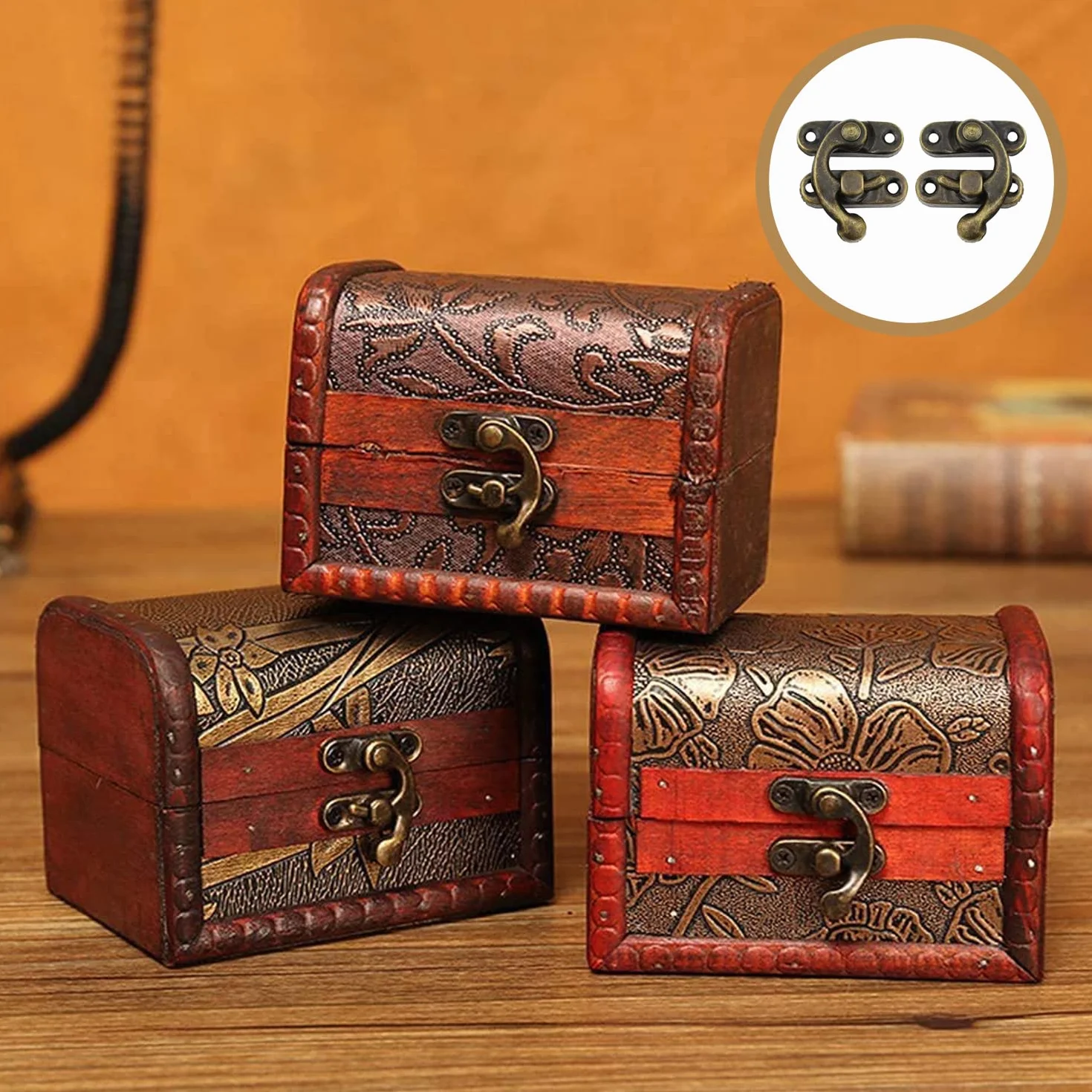 Bronzo Hasp Antico Legno 40 Pezzi Cerniere Per Scatola Con Viti Artigianato Retrò Scatole Regalo