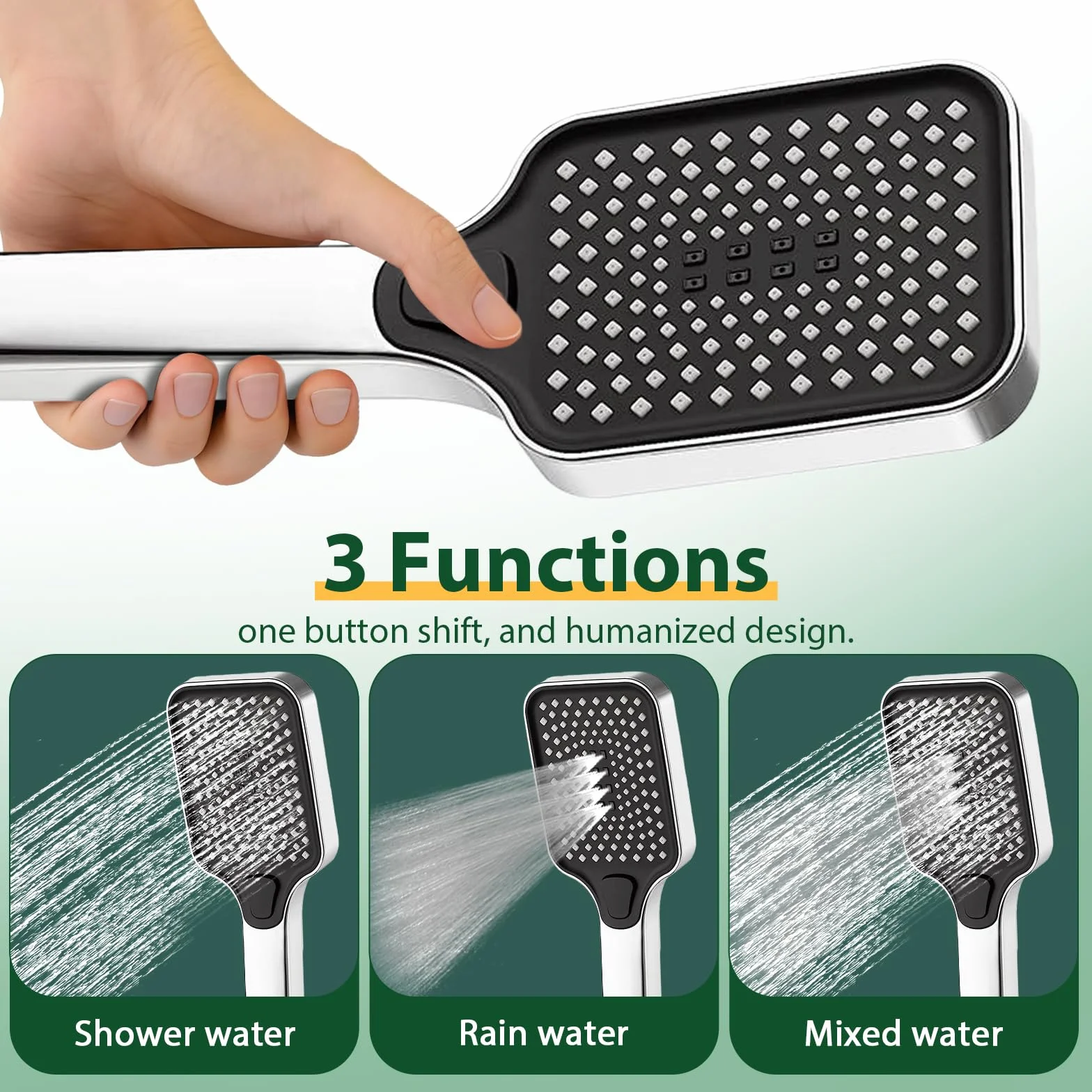 Rubinetto Vasca da Bagno Parete a Cascata con Doccetta 3 Funzioni, Tubo 1,5m, Miscelatore Ottone Antiperdite, Attacco G1/2 per Bagno, Cromato per Vasca da Bagno
