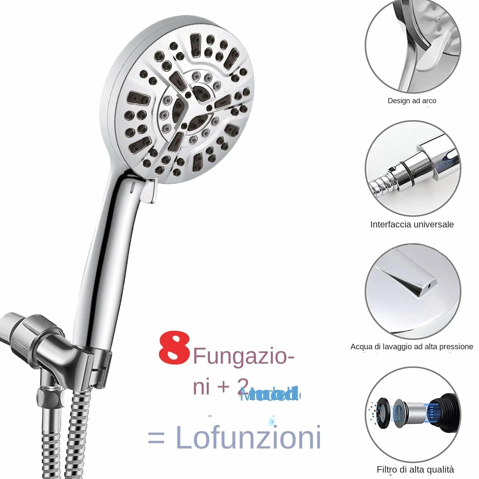 Guida per doccia portatile, soffione per ad alta pressione | 10 modalità Doccia portatile ad alta pressione flessibile - Accessori per il bagno, potente strumento per il bagno di viaggio a spruzzo d'a