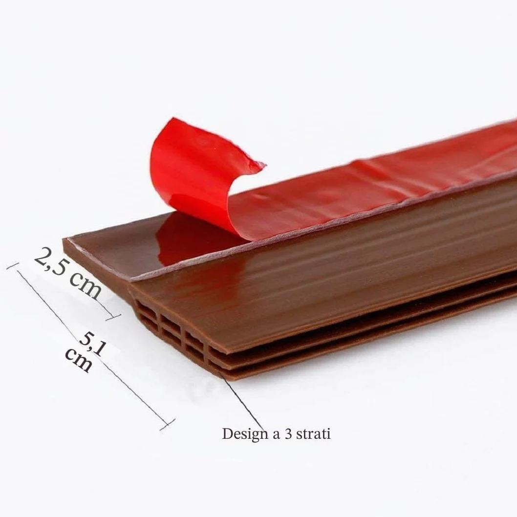 HEQUN Guarnizione Autoadesiva per Porta Esterna, Evita Aria Fredda/Rumore/Polvere/Woodlice (500 x 5cm, Marrone)
