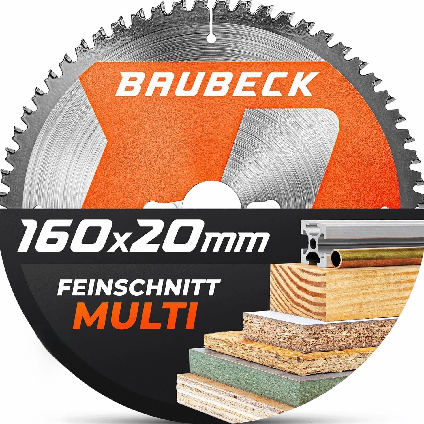 BAUBECK Lama Circolare 160 x 20 mm 60T Taglio Sottile Legno Alluminio Compatibile Festool TS 55 Bosch PKS 55 A