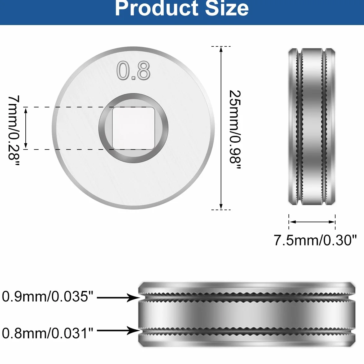 Rulli di trascinamento filo MIG SSJ16 0,6 mm 0,8 mm 2 pezzi
