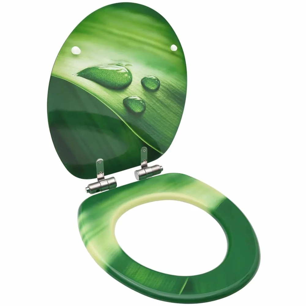 Sedile WC coperchio chiusura morbida MDF verde gocce d'acqua 02_0002935