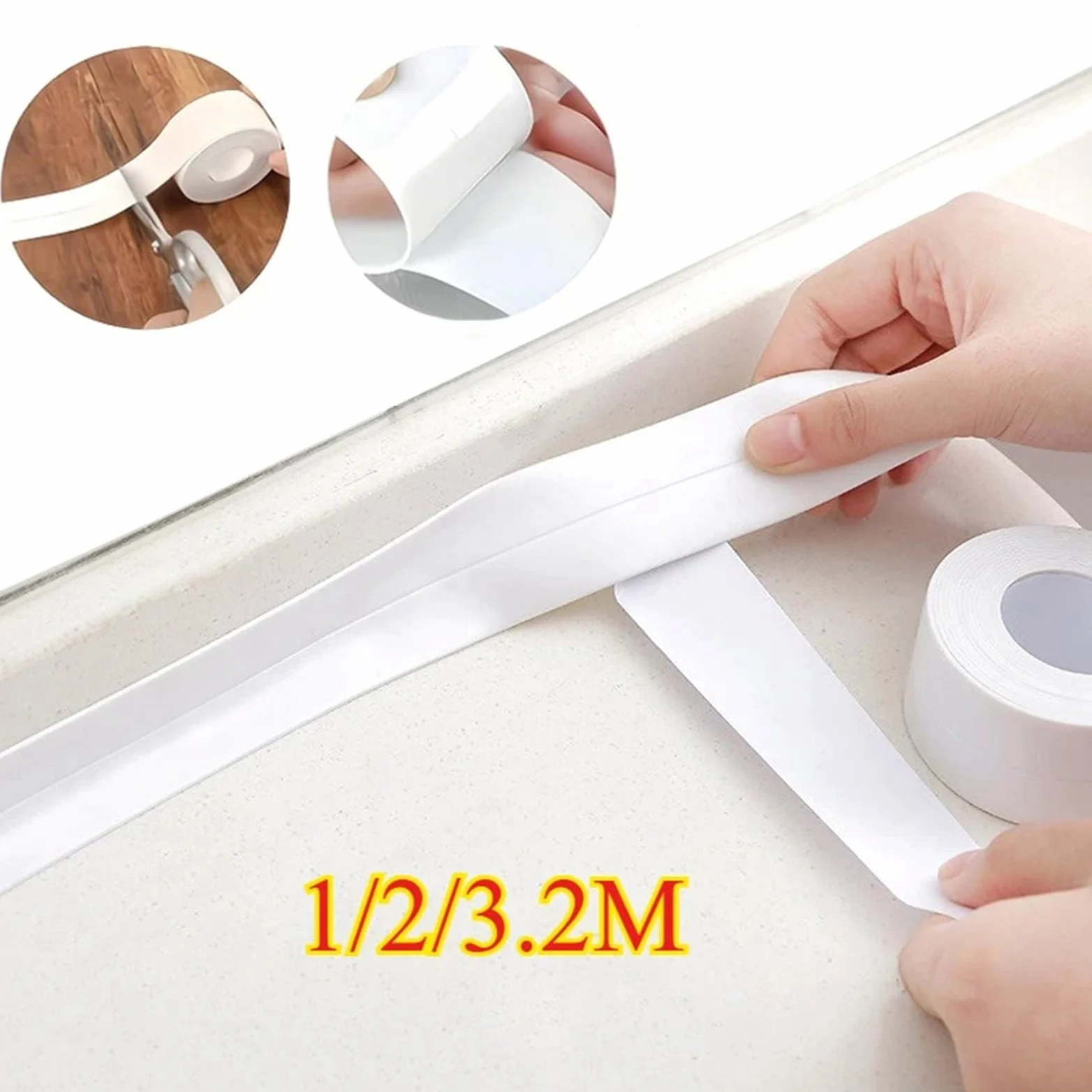 Nastro sigillante, 3 Rotoli di Nastri in PVC for WC da Bagno, for lavello Cucina, sigillante for controsoffitto, Striscia autoadesiva(Brown,2.0M-2.2CM)