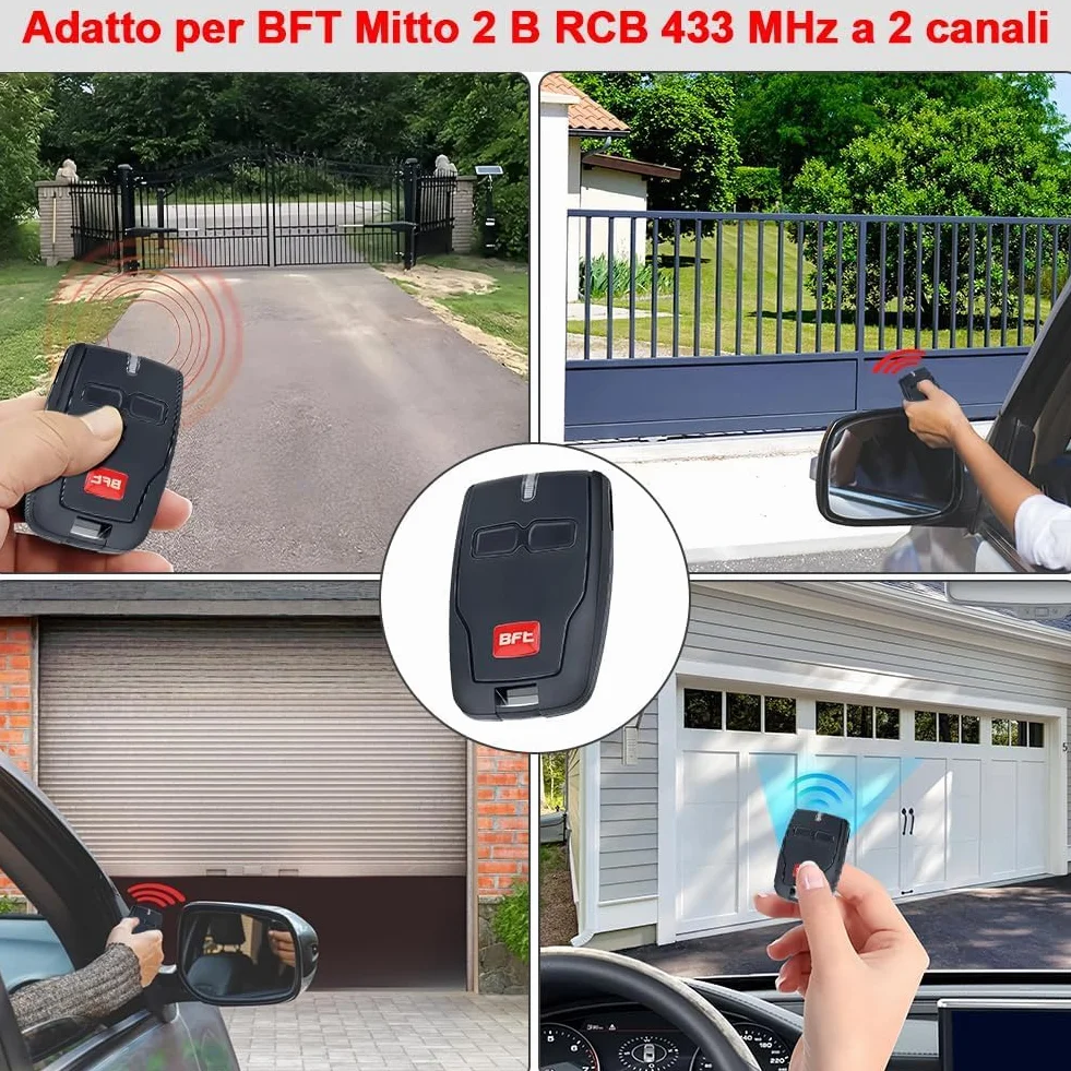 Telecomando BFT Mitto 2 433MHz 2 canali per apriportone garage portachiavi
