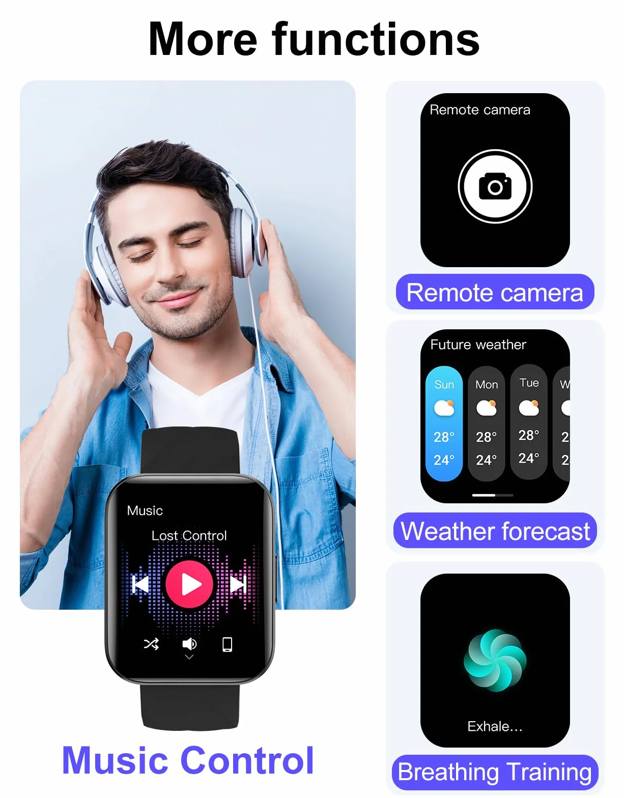 Smartwatch Uomo Donna Chiamate Bluetooth Smart Watch con Contapassi Cardiofrequenzimetro da Polso Saturimetro Orologio Fitness Notifice WhatsApp Impermeabile IP68 per Android iOS Nero