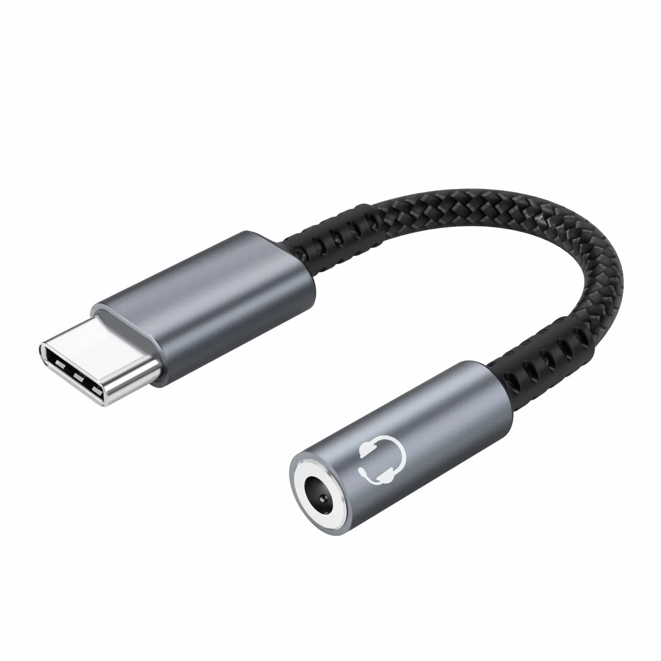 INF Adattatore da USB-C a 3,5 mm per cuffie, telefoni cellulari con presa USB-C, dispositivi con USB-C, 13,5 cm, 1x adattatore audio (grigio)