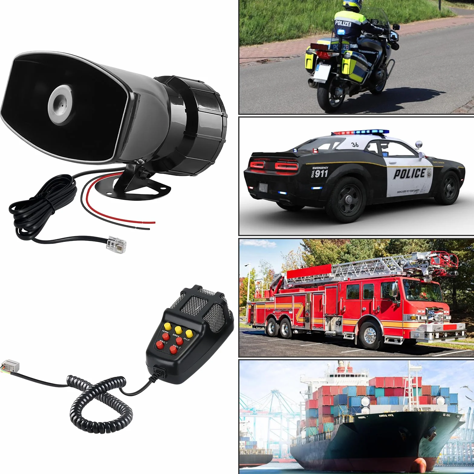 Sirena Autos,12V 100W Sirena Senzas Fili,Audio Autos Sirena,Sirena Per Auto Con 7 Toni,7 Tono Sound Car Sirena,Altoparlante Per Sirena Per Auto,Moto,Camion,Barca