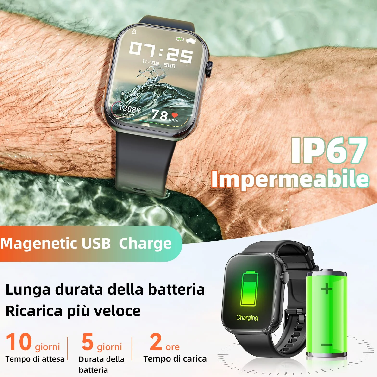 Hwagol Smartwatch Uomo Donna, 1.85'' Orologio Smartwatch con Chiamata Bluetooth, Smart Watch con Contapassi/Sonno/SpO2/Cardiofrequenzimetro, 140+ Sportive Orologio Fitness per Android iPhone