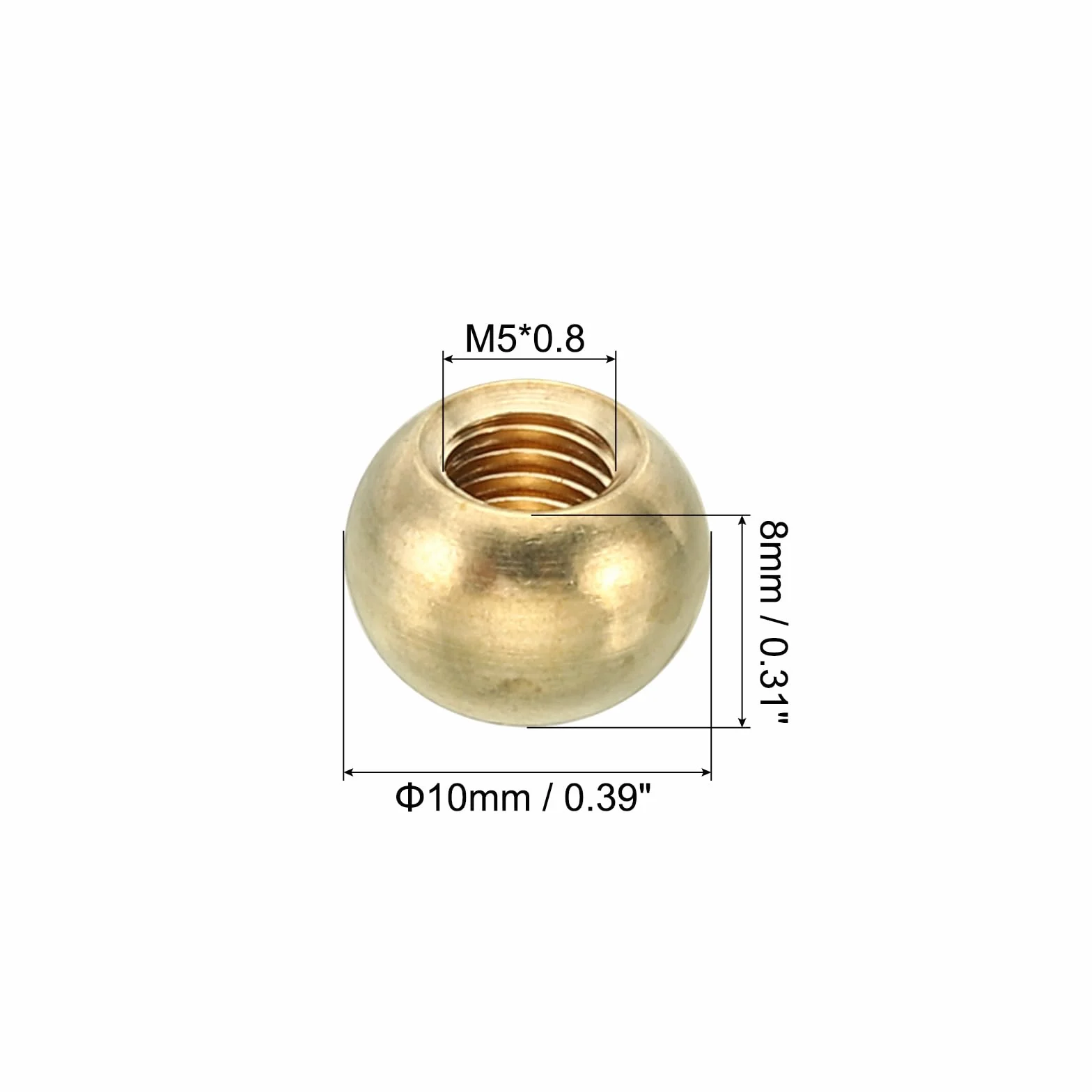 PATIKIL M5x0.8 Ottone Tappo Dadi Manopola Sfera 20 Pacco Decorazione Vite per Mobili Illuminazione 10mm