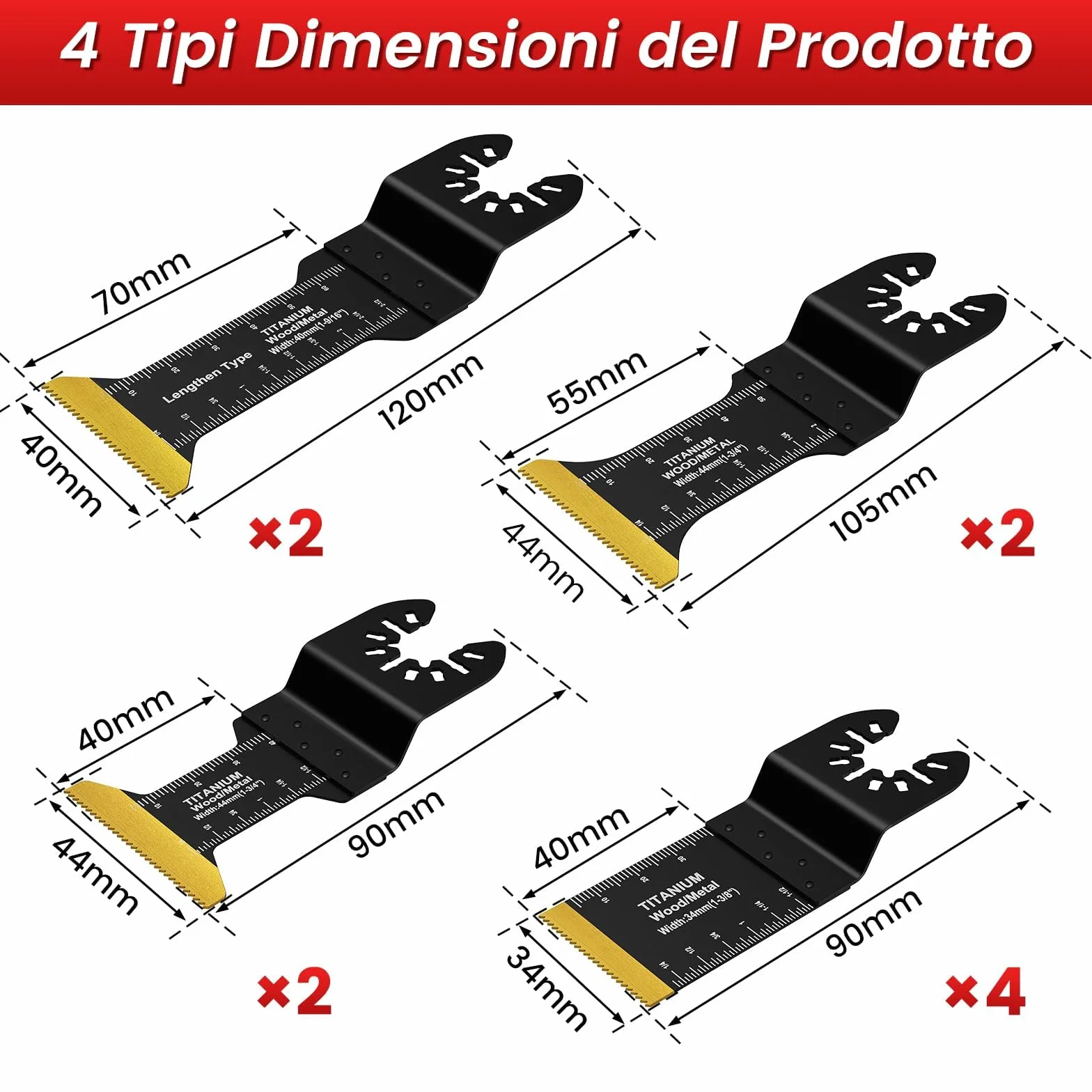 10Pezzi Titanio Lame Utensile Multifunzione Accessori per Utensili Oscillanti Lame Multifunzione Compatibili con DeW Makita Rockwell Bosch Milwaukee (10pz)
