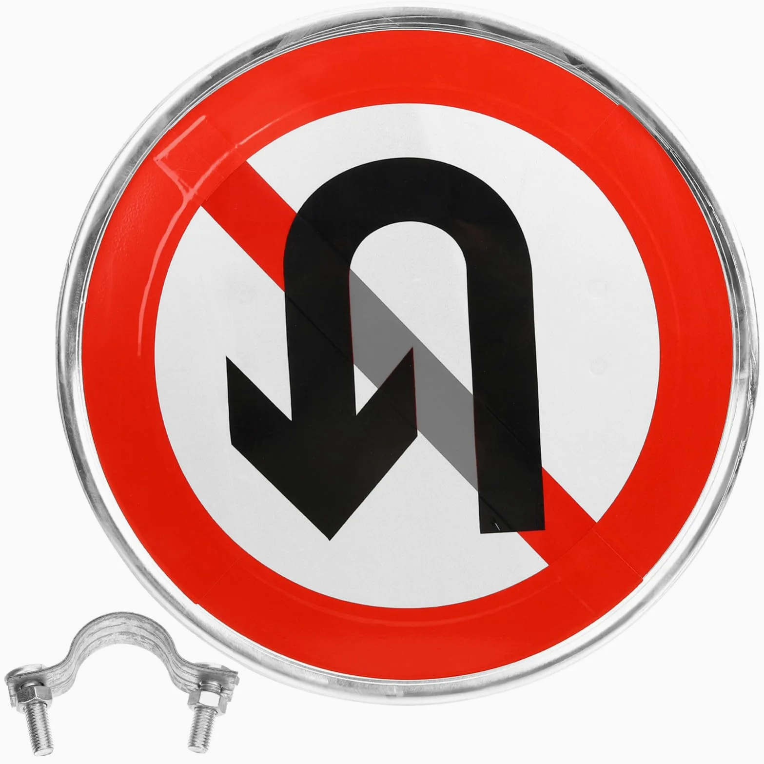 Cartello Metallico No U-turn per Vialetto, Strada Privata e Controllo | Design Riflettente, Facile da Leggere, Alluminio, Resistente alle Intemperie, Uso Esterno