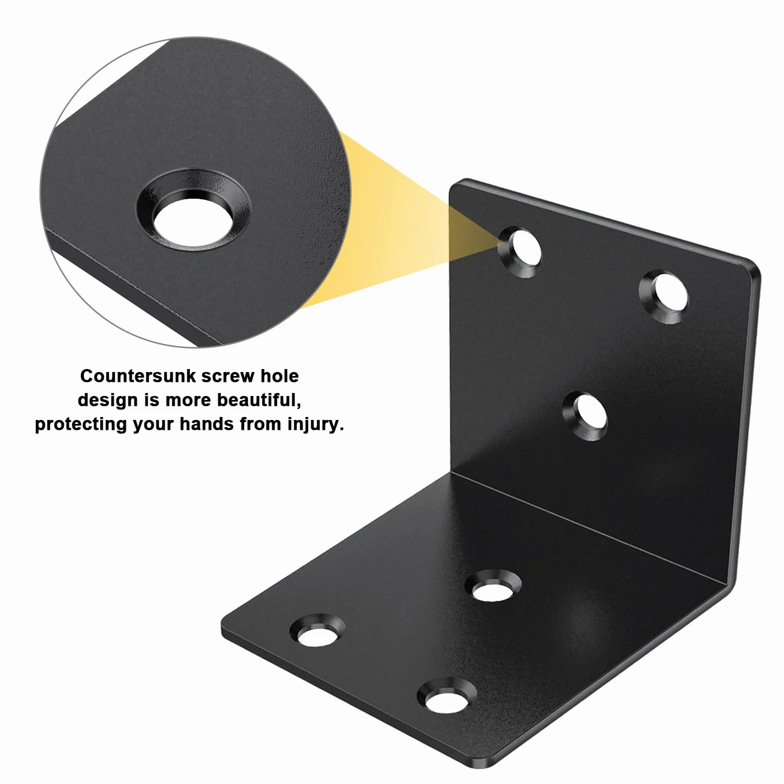 20 staffe angolari in metallo, staffe a L da 5,1 cm per legno, resistenti a 90 gradi, ad angolo largo, in metallo nero, per mobili in legno, letto, sedia