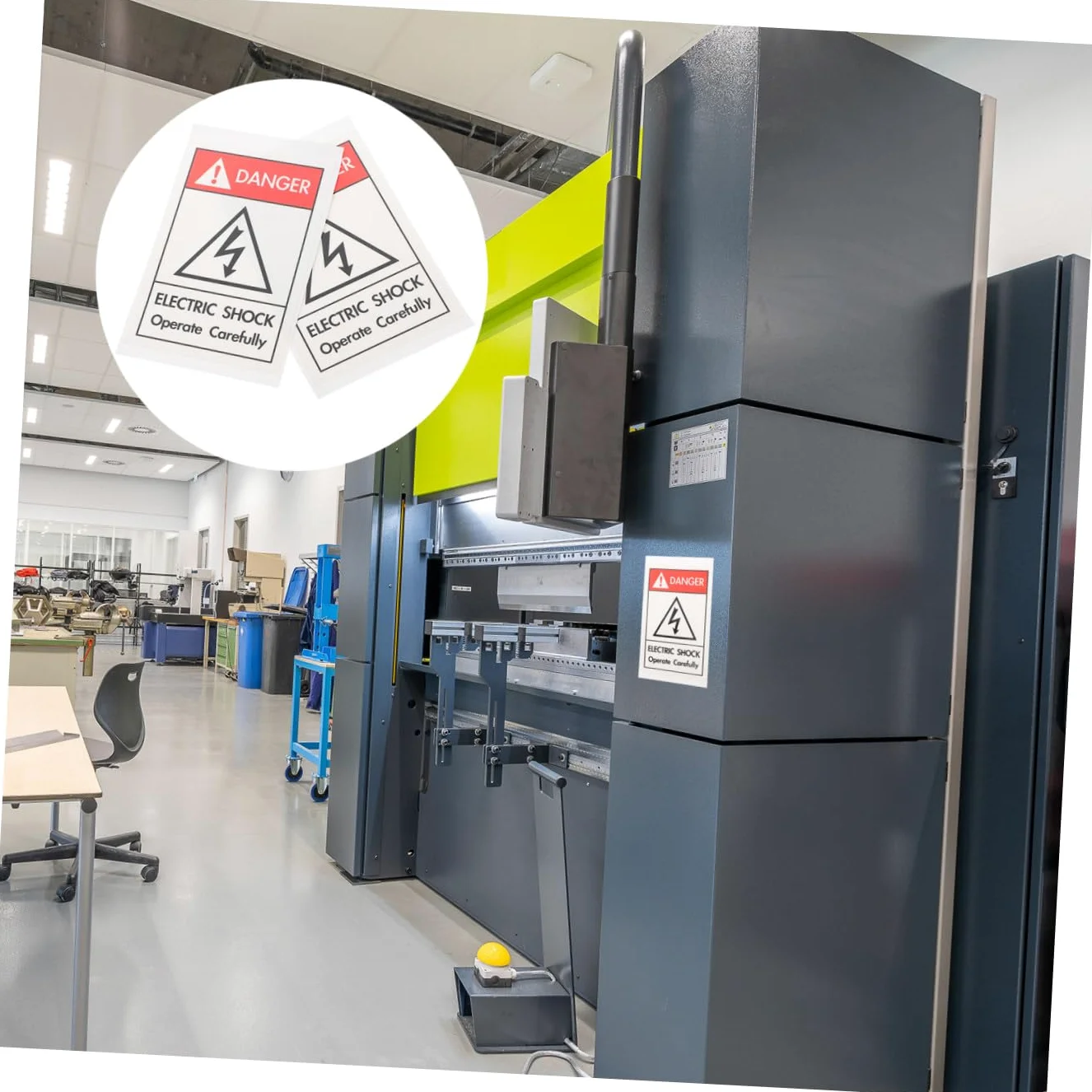 ULTECHNOVO 18 Pollici Segnali Di Avvertimento Di Macchinari Segnali Di Pericolo Adesivi Rotondi Adesivo Di Sicurezza Adesivi Per Etichettatura Di Carta in Pp