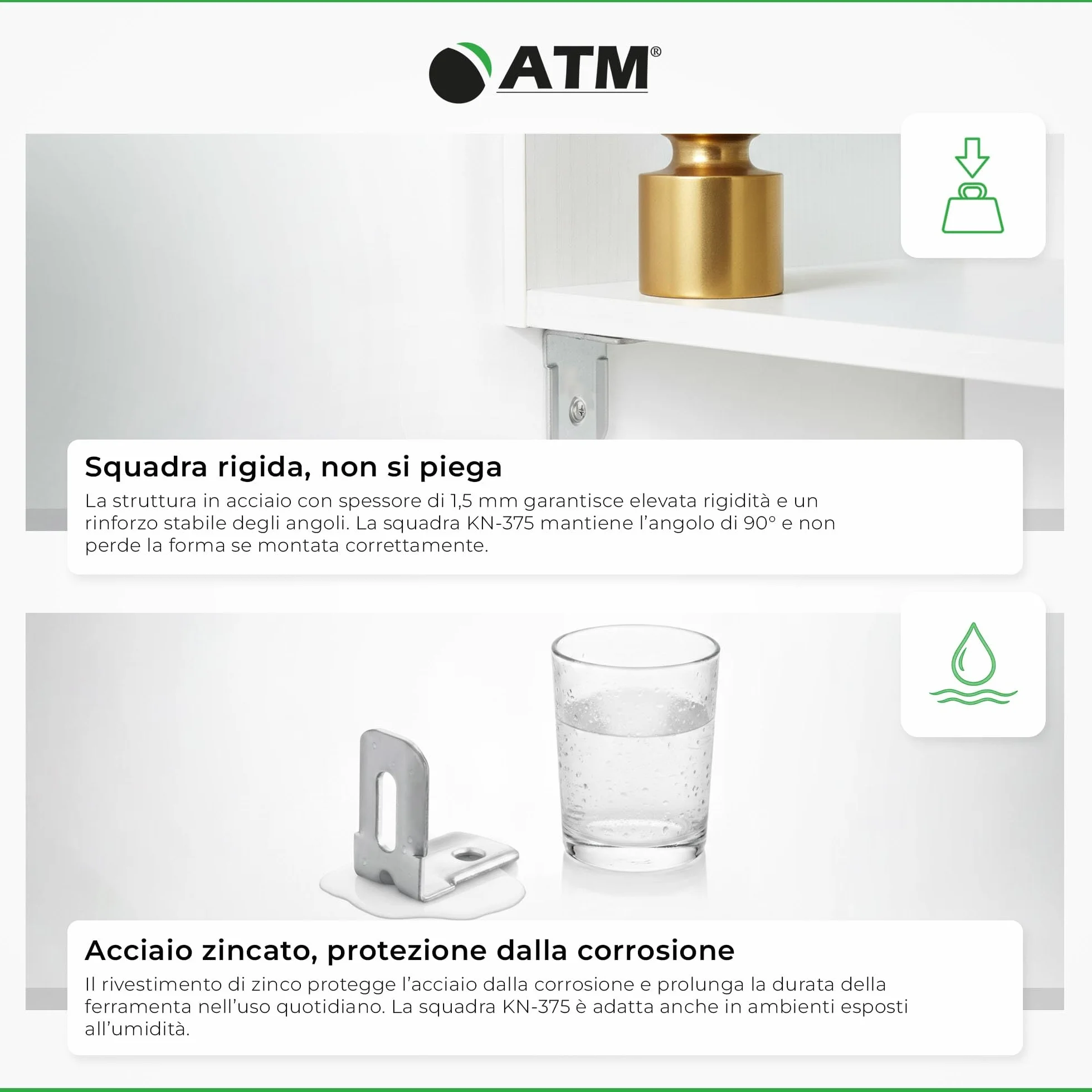 ATM Squadretta Angolare Acciaio Zincato 90° Connettore per Mobili Set di 20