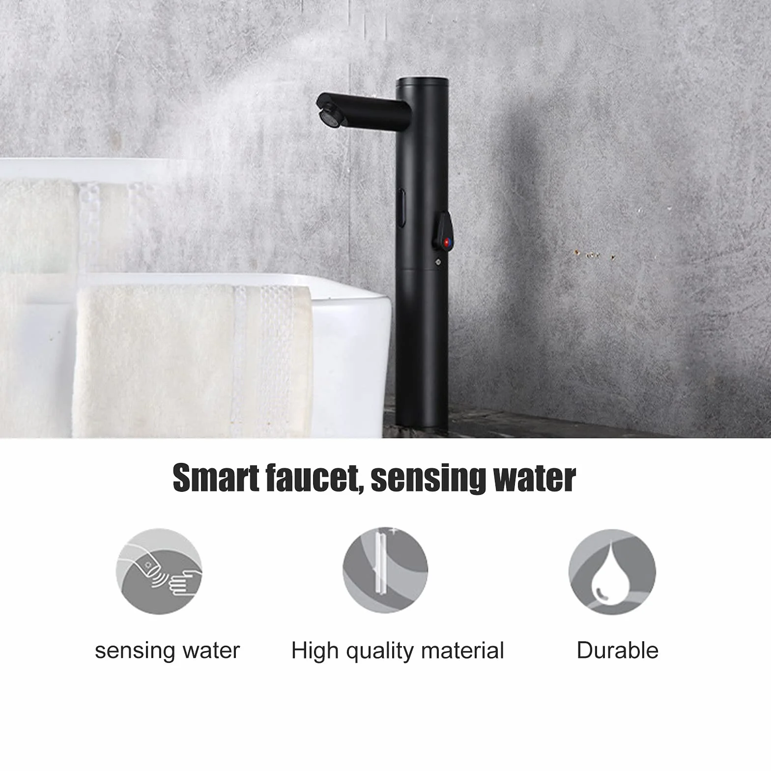 Rubinetto automatico con sensore a infrarossi in ottone touchless caldo e freddo nero per cucina bagno