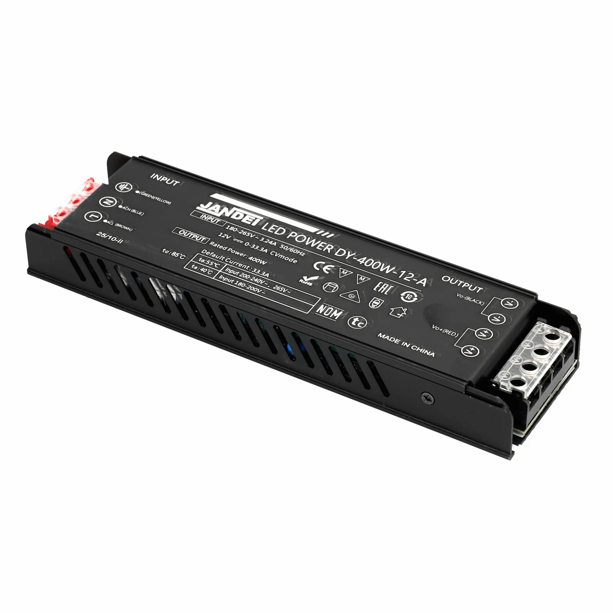 Jandei - Alimentatore trasformatore compatto 110/220 V AC a 12 V DC 400 W 33,33 A, installazione interna IP20 per striscia LED, neon o dispositivi a bassa tensione
