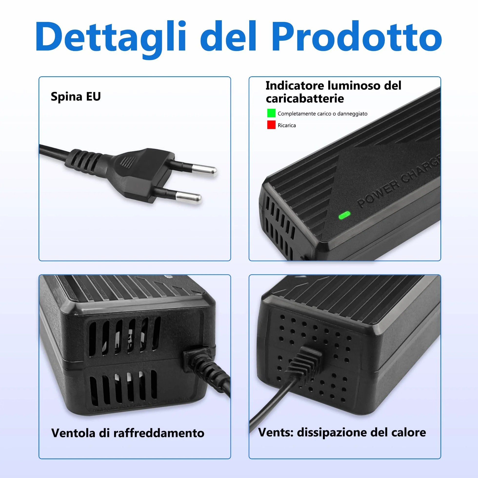 Xahpower Caricatore Monopattino Elettrico per Xiaomi M365/ Pro/ Pro2/ MI 3/ 1S, 42V 2A Caricabatterie per Ninebot MAX G30LP ES1 ES4 ES2 ES1LD F25 Aovo Pro ES80 M365 ES60 Hiboy S2R Scooter