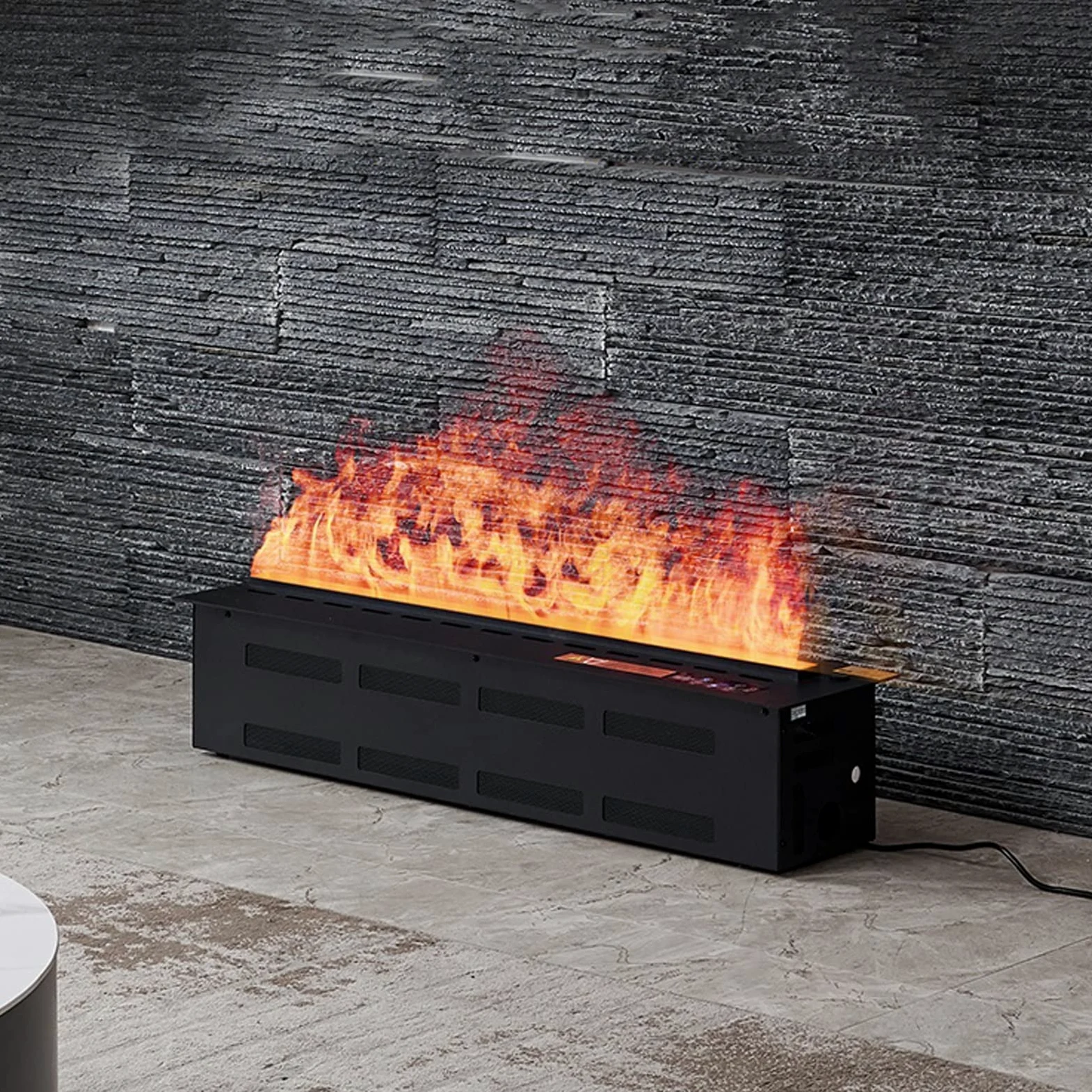 Stufa da Camino Indipendente XL. Simulazione di Camino Elettrico Pannello in Metallo Flame Non è Necessario prenotare Prese d'Aria, Nero, 78.7" Riscaldatore Spaziale Interno Portatile