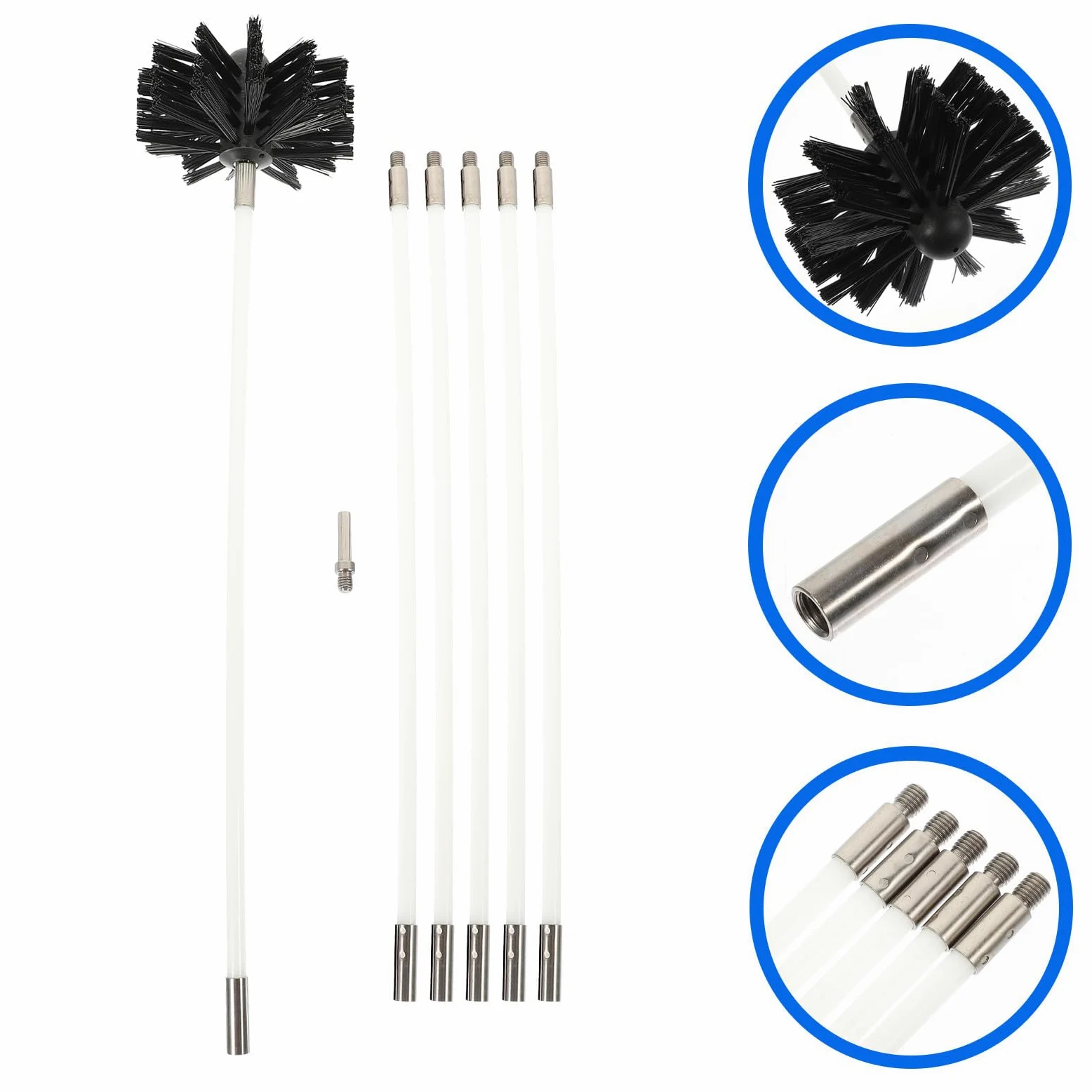 Scovolo Spazzacamino in Nylon Nero Leggero Facile Installazione per Pulizia Canna Fumaria e Ventilazione Stufa per Manutenzione Domestica