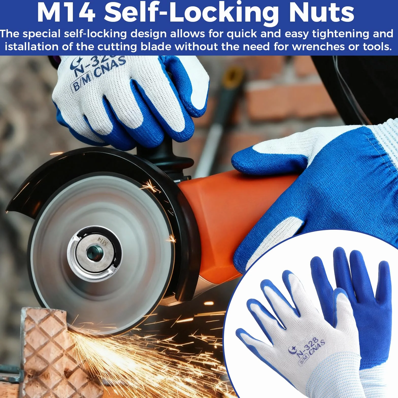 Dado M14 per Smerigliatrice Autobloccante Antivibrazione Lega di Alluminio Set 3 Pezzi