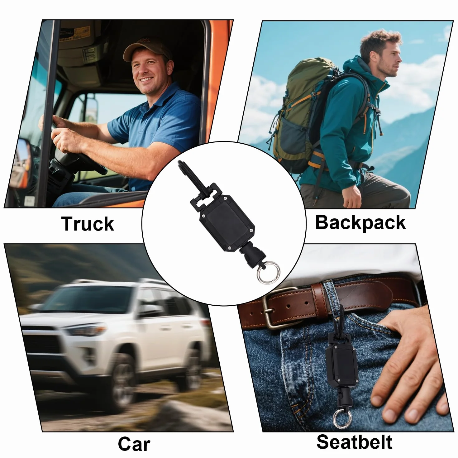 Supporto Retrattile Microfono CB, Gancio Retrattile per Microfono CB con Clip in Acciaio Inossidabile Supporto per Camion Zaini Auto Cinture di Sicurezza