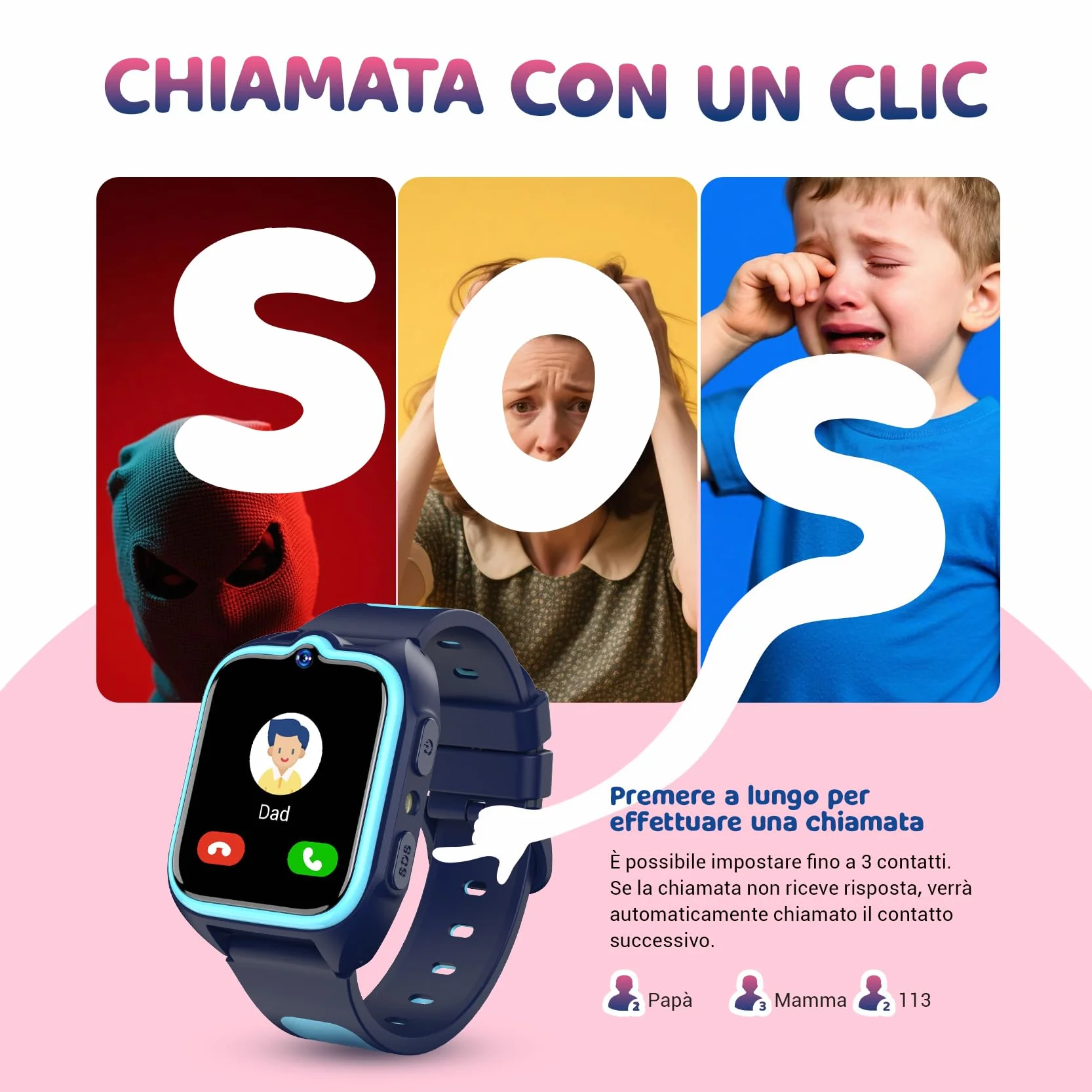 Blackview Smartwatch per Bambini, 1.75 Inch TFT Smartwatch Chiamate GPS 4G, Chat Vocale, Videochiamata, SOS, Gioco, Fotocamera, Calcolatrice, Contapassi, Sveglia, Batteria da 800 mAh