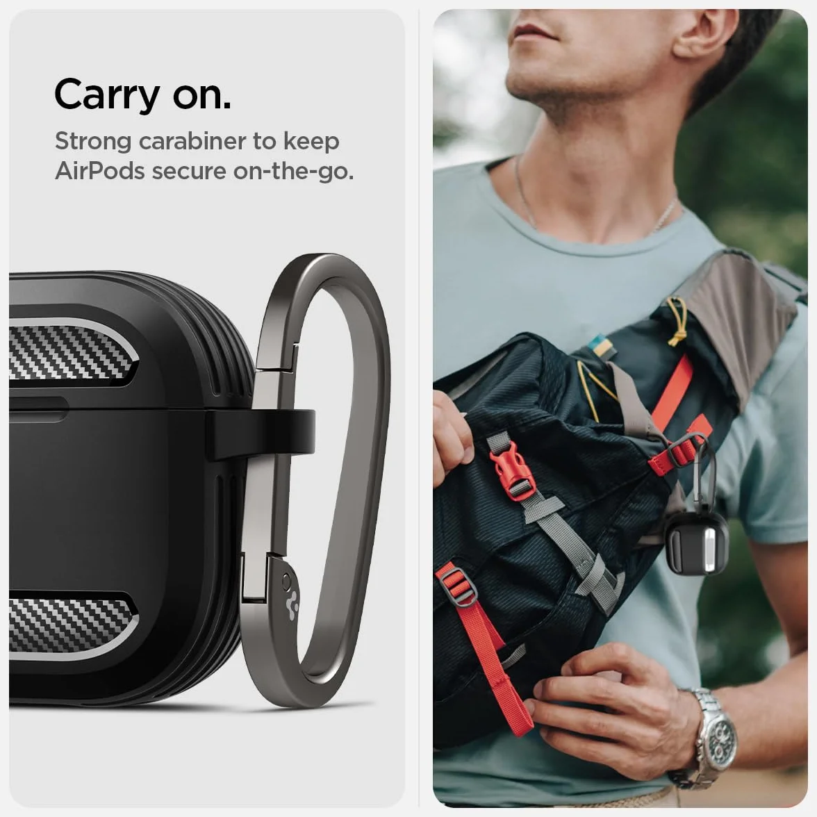 Spigen Cover Rugged Armor Compatibile con AirPods 4 (2024), Custodia AirPods 4 - Nero Opaco