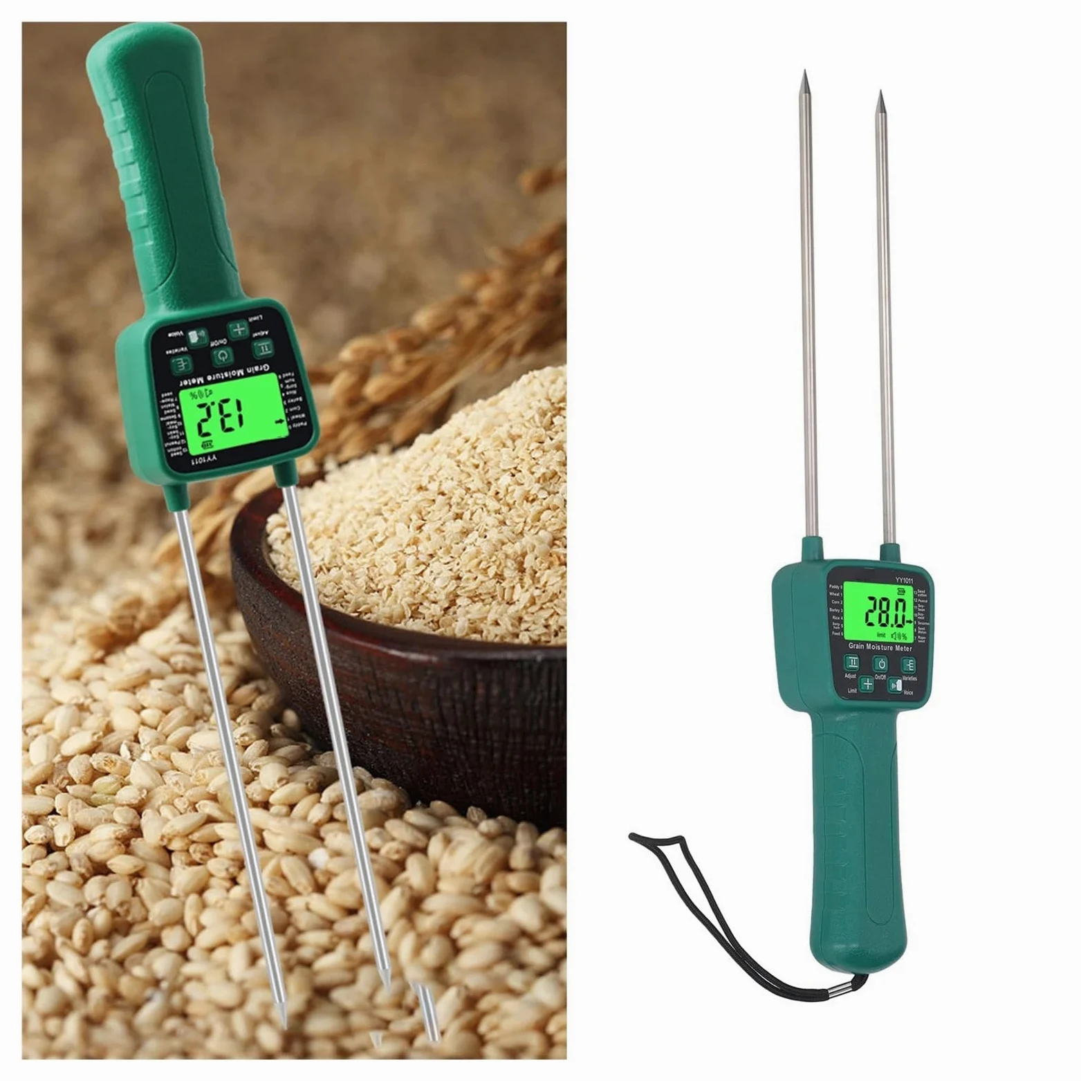 Misuratore Di Umidità Del Fieno Grano E A Soia Display LCD Con Trasmissione Vocale,Controllo accurato