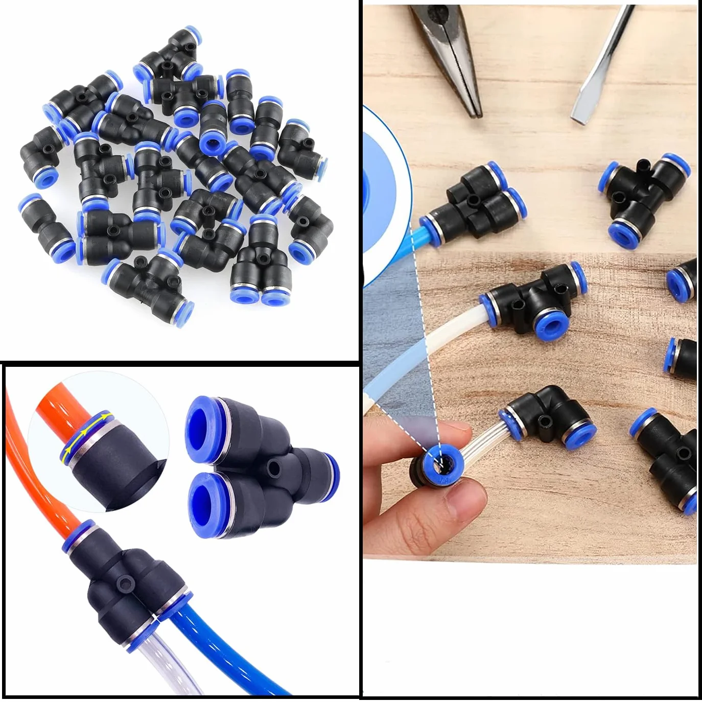 Kit fissaggio rapido Air Push 6 mm connettori pneumatici raccordi a T per tubi aria